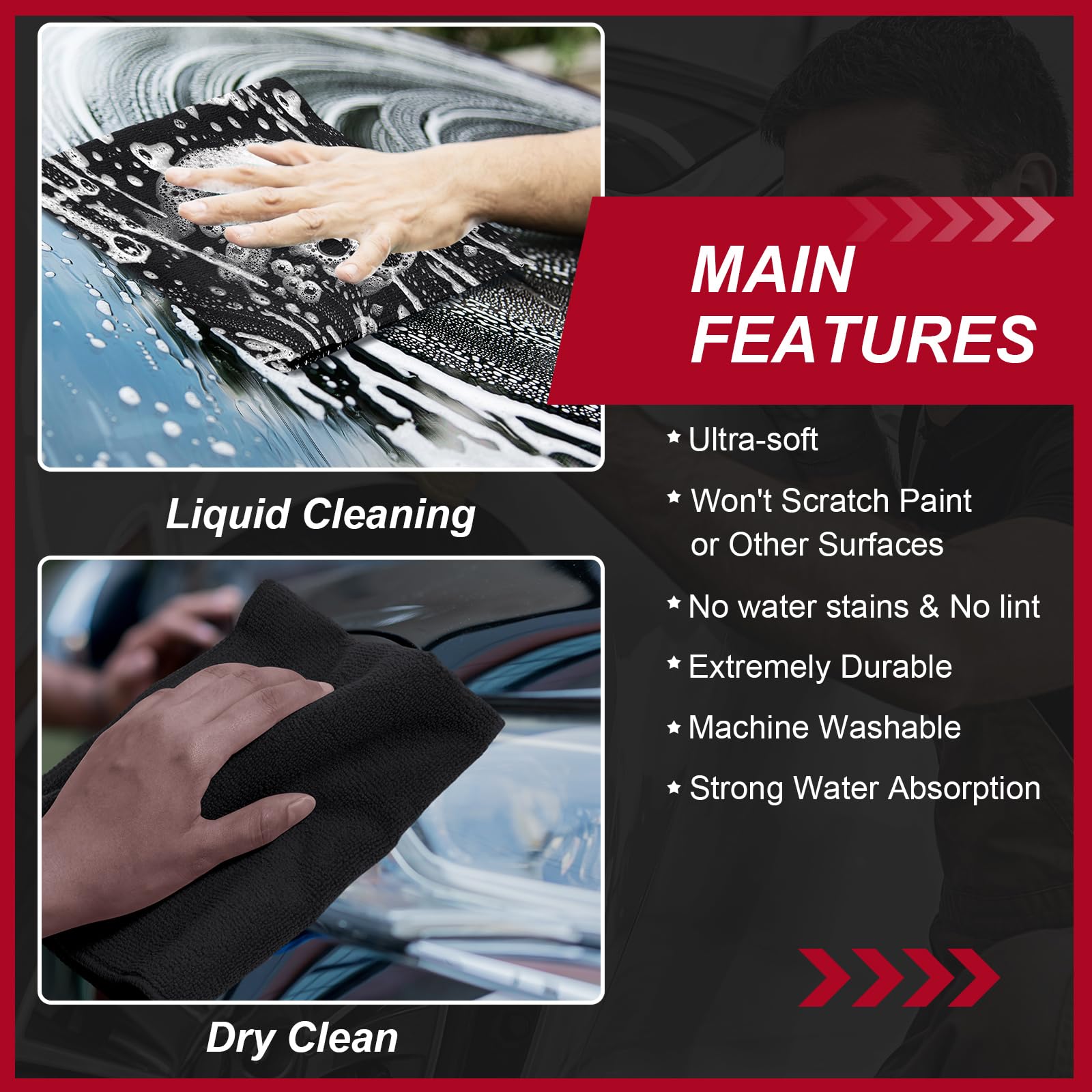 Oudain 200 Pcs Microfiber Cleaning Cloth 16x16 Inch Microfiber Towels for Car Ultra Absorbent Cleaning Rags Reusable Lint — view 6