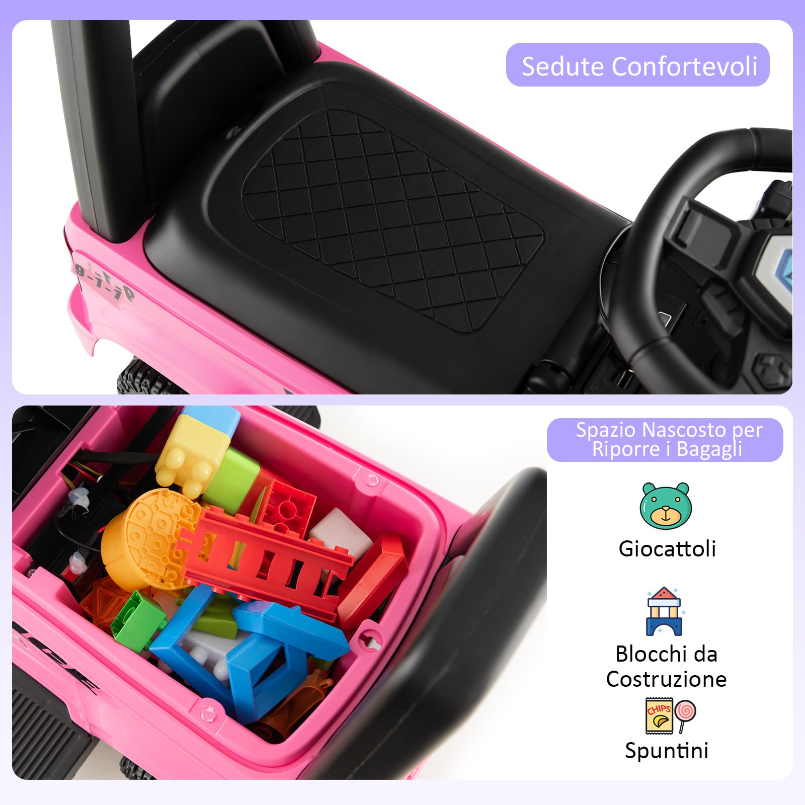 COSTWAY Auto Elettrica per Bambini, Auto della Polizia Giocattolo con Clacson Luce di Avvertimento e Suono della Sirena, Velocità 3 km/h, per Bambini 18-60 Mesi (Rosa)