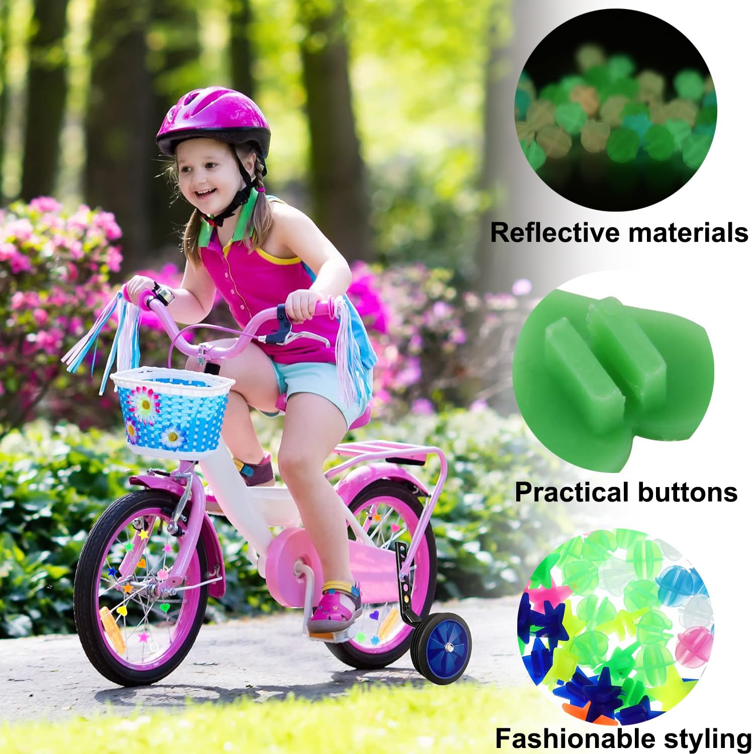 Perles De Rayons De Vélo Pour Enfants - Lot De 216 Perles Colorées En Forme De Cœur Et étoile - Installation Par Clip, Légères Et Sûres - Décoration Vélo Fille Garçon - 8