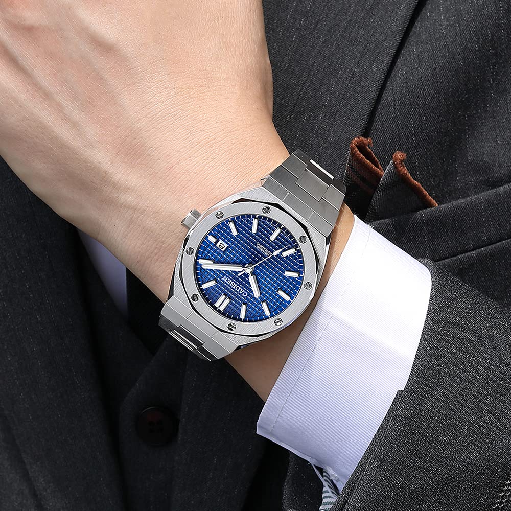 CADISEN Reloj automático para Hombre con Correa de Acero Inoxidable