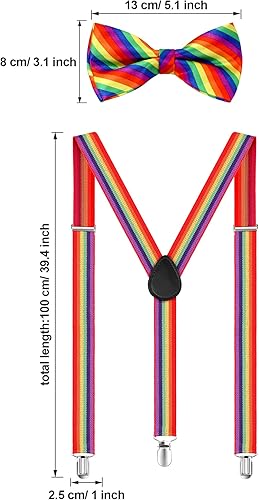Miniatura 3 de Juego de tirantes y corbatín SATINIOR con clip de los 80 para hombres y mujeres