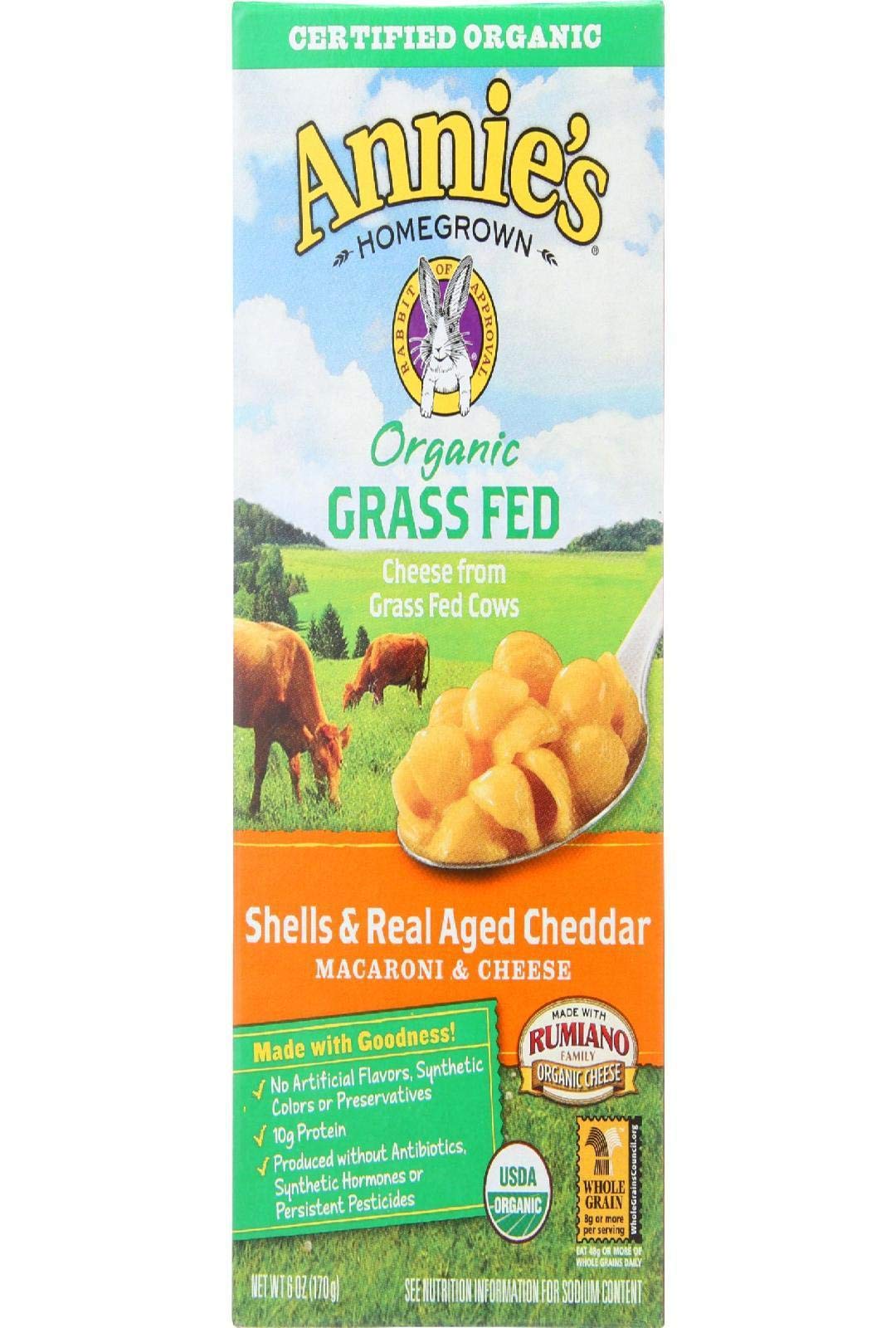 Annies Homegrown Macaroni and Cheese Shell Aged Cheddar, 6 oz