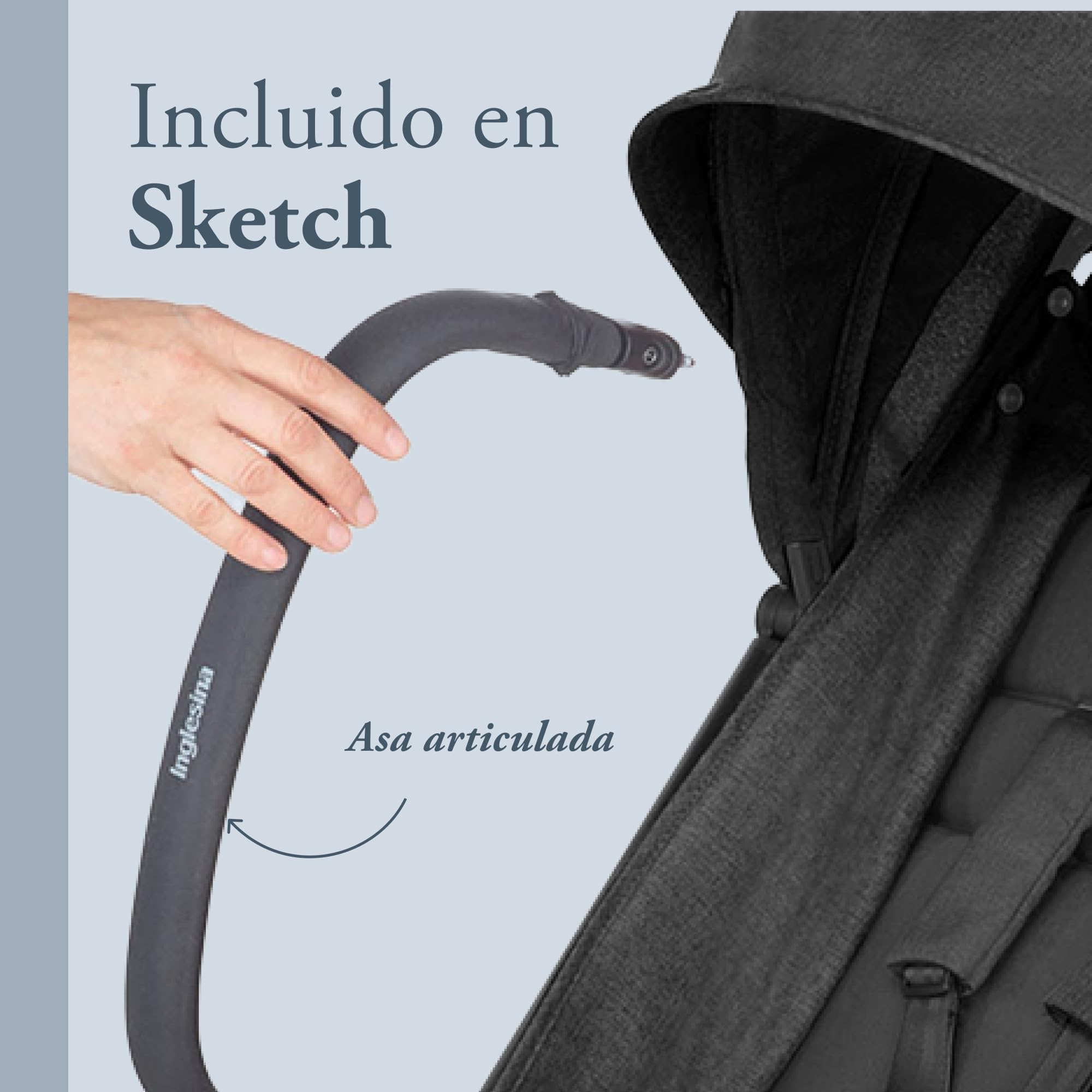 Inglesina AG86L0TBK - Inglesina Sketch, Sillita De Paseo Ligera, Total Black, total black, unisex