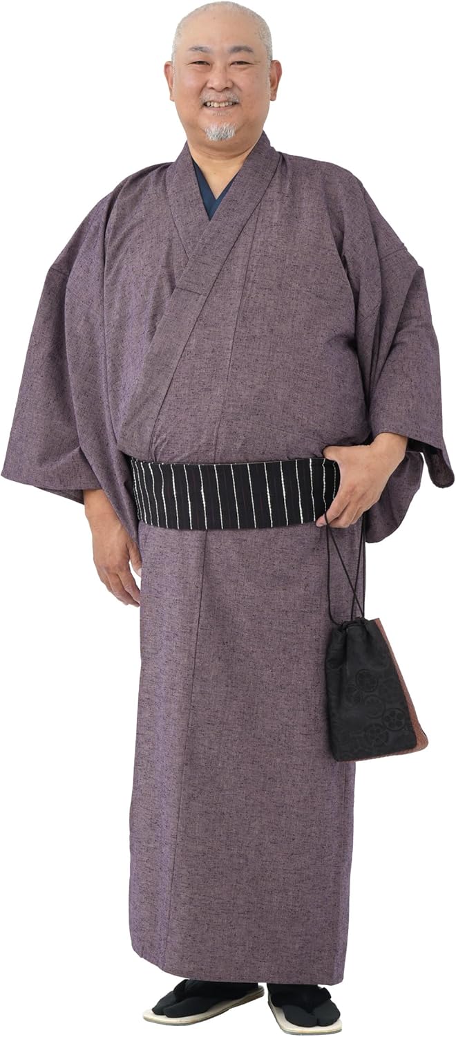 綿麻 洗える着物 浴衣“夏にぴったりの涼と洒落味”半幅小袋帯I-94