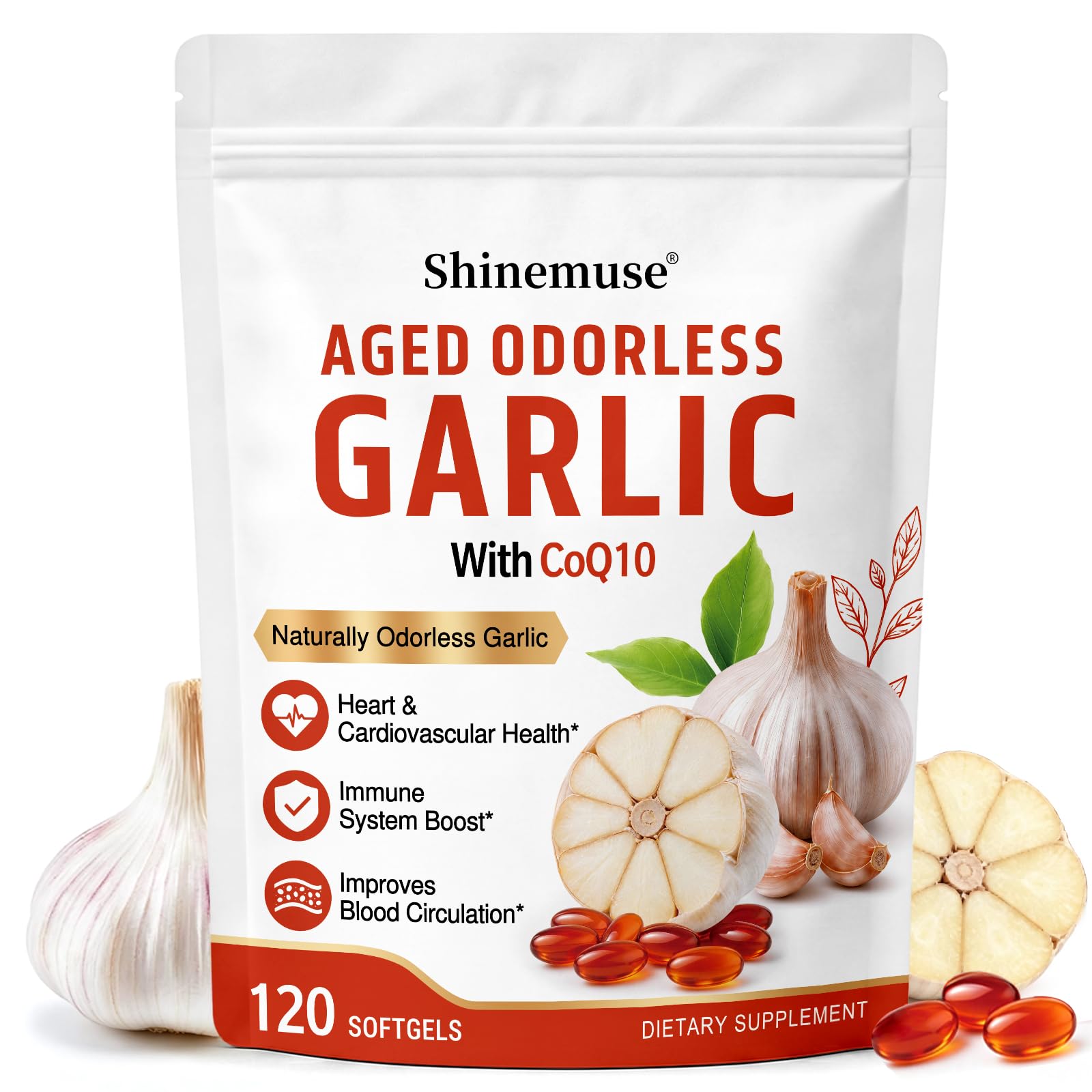 Odorless Aged Garlic Extract Softgels 1200mg with CoQ10