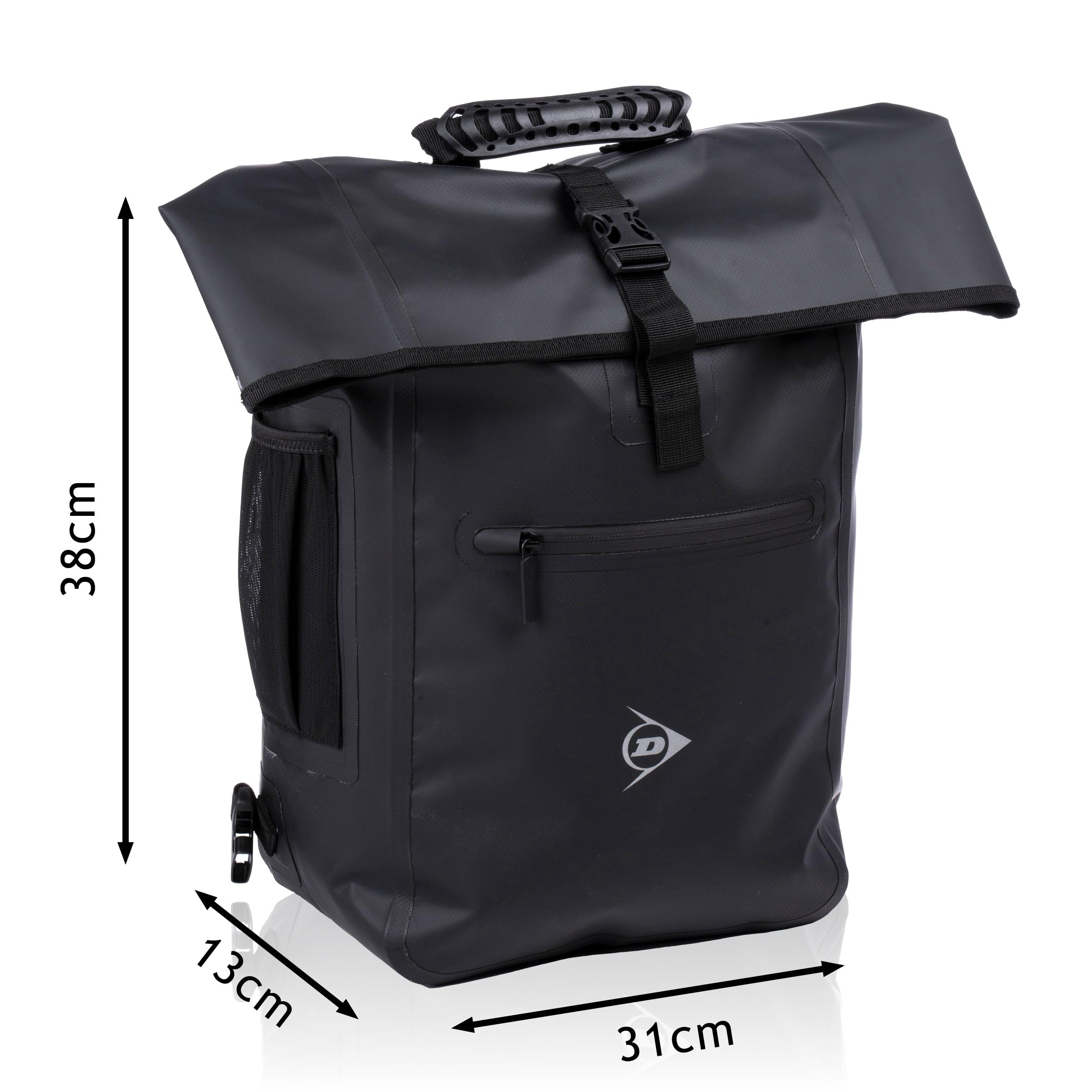 DUNLOP 4 in 1 Zaino bici impermeabile 25L con portabottiglie Nero Nero 25L Minimalista