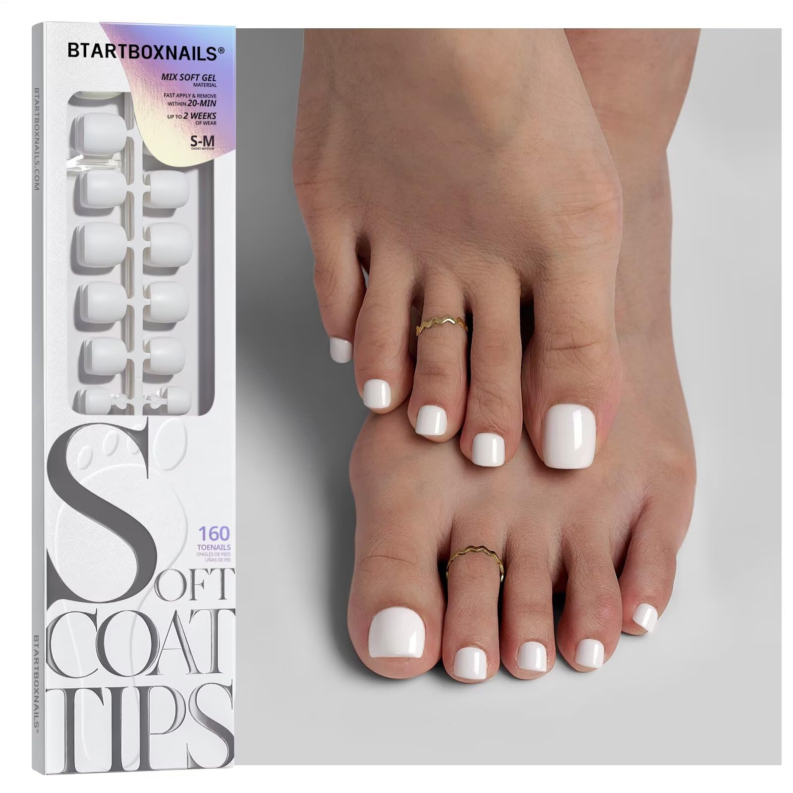 Amazon.com: BTArtboxnails SCOATTIPS Toe Nail Tips - White Press On
