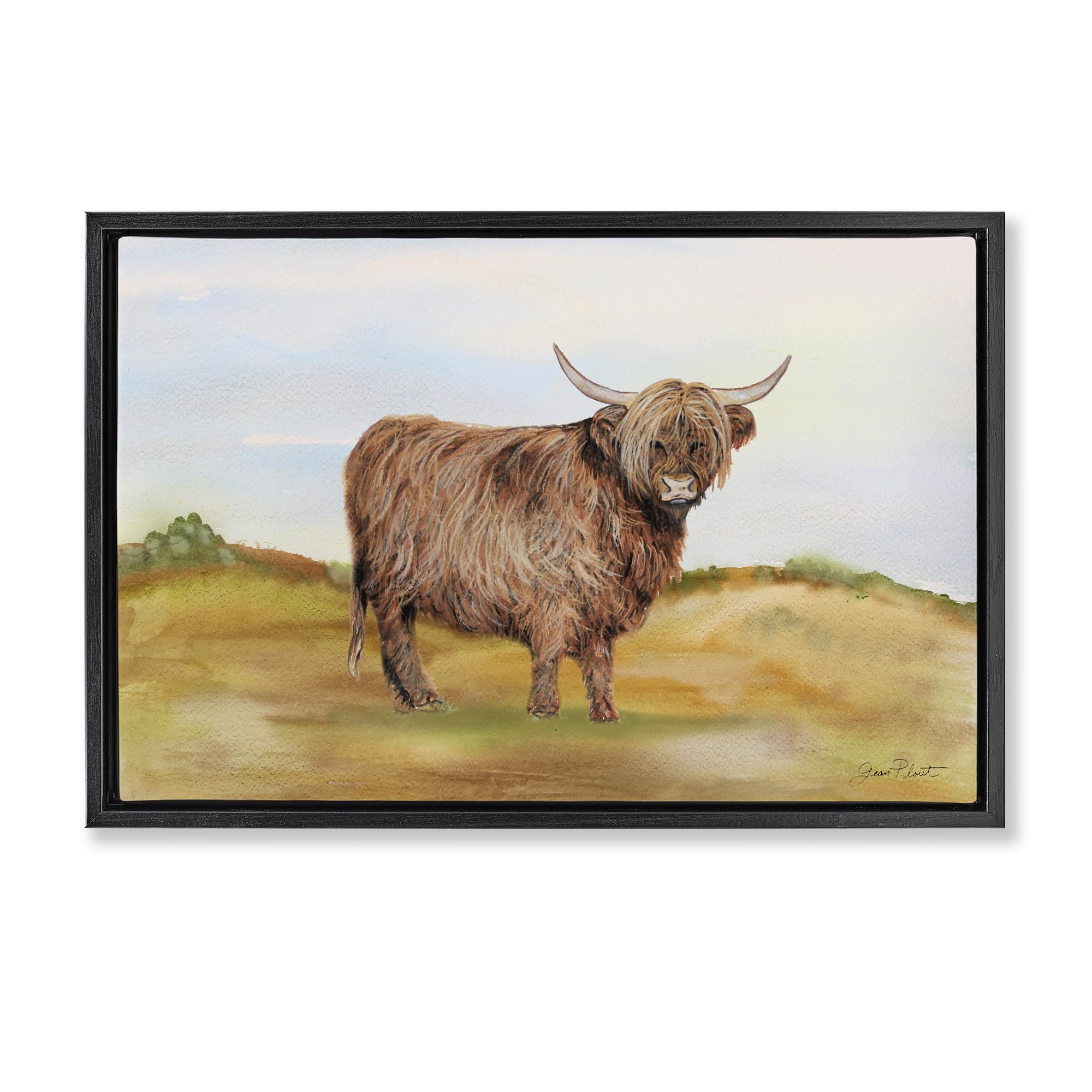 Stupell Industries Farm Animal In Pasture Black Framed Floater Canvas Wall Art, design by Jean Plout, 21 x 31