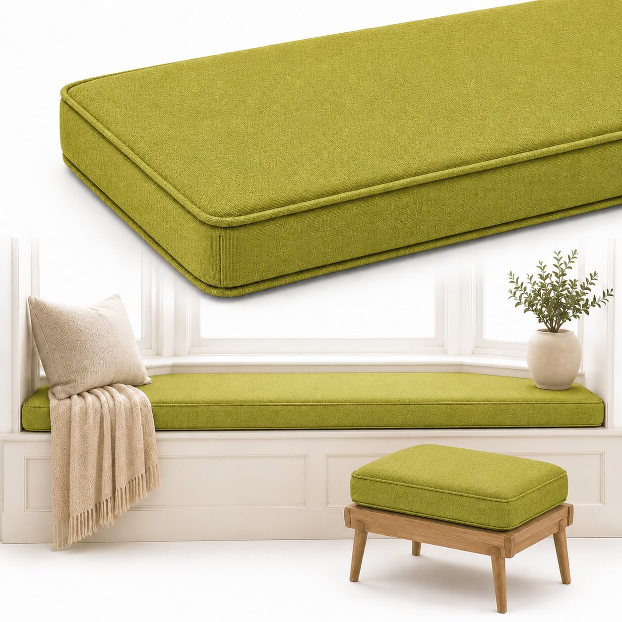AZMAHT Window Seat Cushion, Non-Slip Indoor Bench Pad