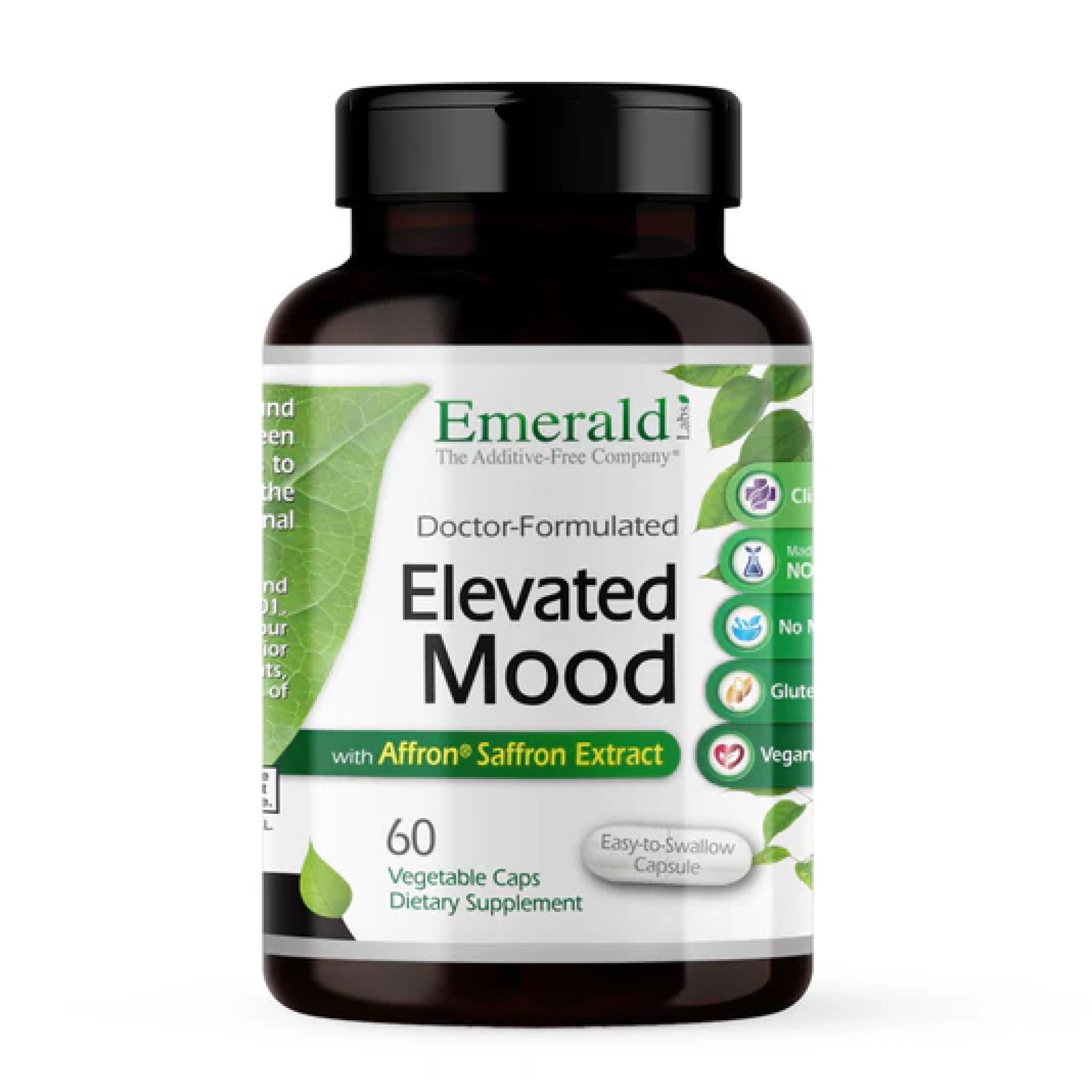 Emerald Labs Elevated Mood - Stress Management Supplement with Sensoril Ashwagandha Extract & Affron Saffron Extract - 60 Vegetable Capsules (30-Day Supply)