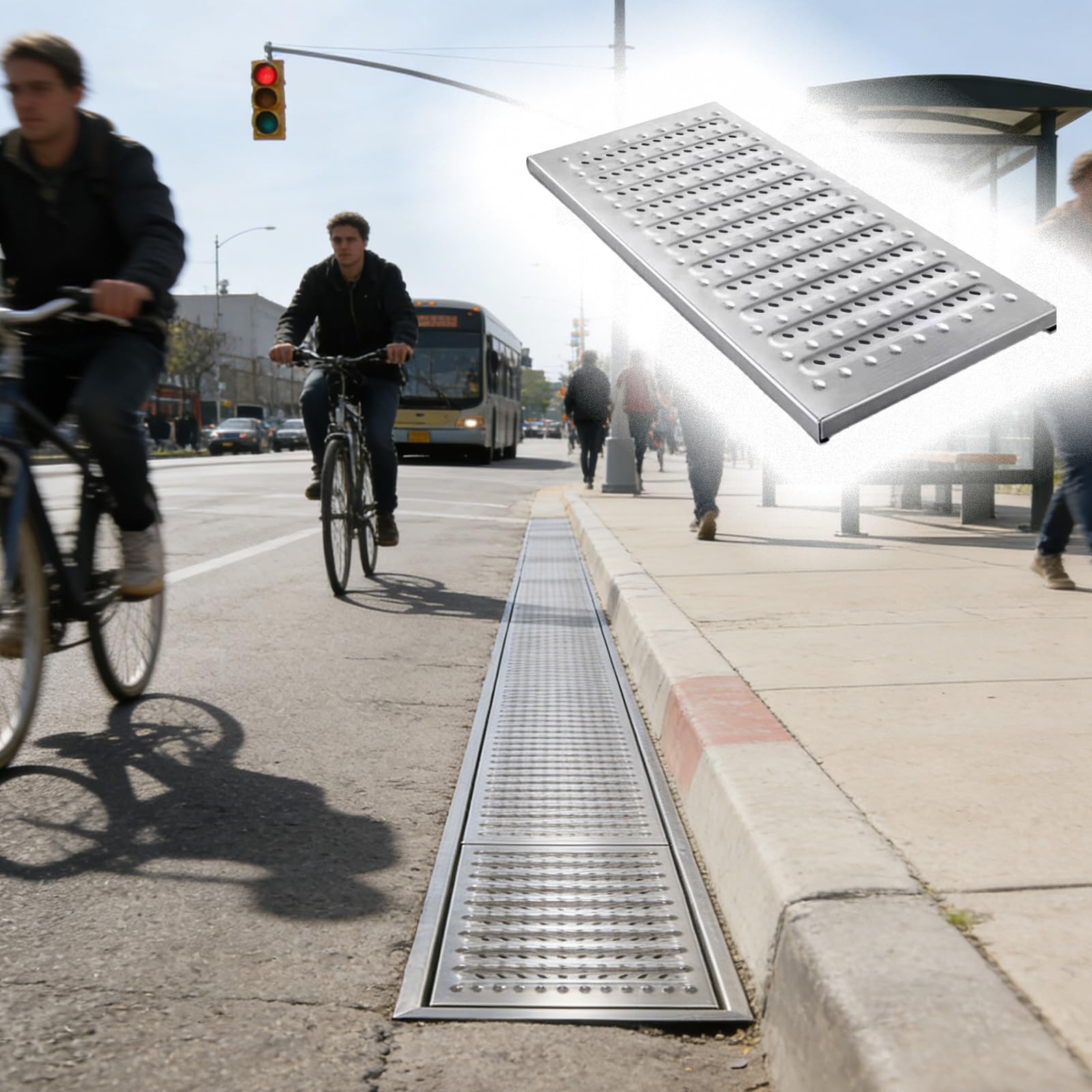Grille de canal de vidange en acier 304 antidérapante pour cour