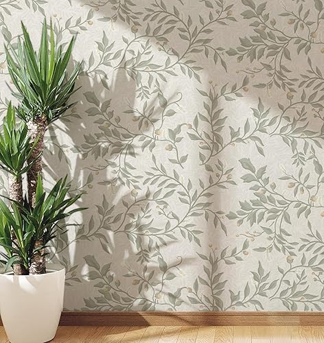 Guvana Papel de contacto de hojas de 16.14 x 78.7 pulgadas, papel tapiz floral para despegar y pegar, papel tapiz con patrón de hojasfloresfrutas,