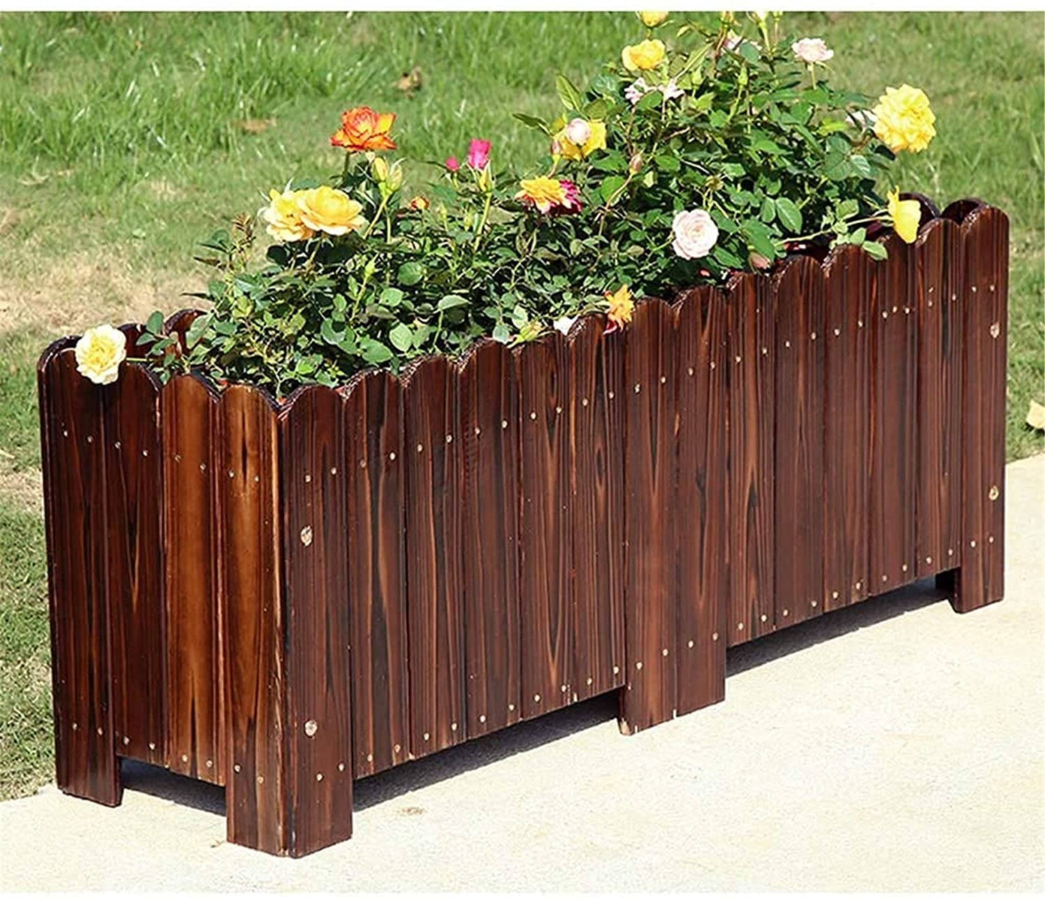Fioriera da giardino rialzata con rack di stoccaggio, facile da montare, aiuola rialzata per verdure, vaso da fiori rettangolare per esterni, con foro di drenaggio, supporto per piante per piantare