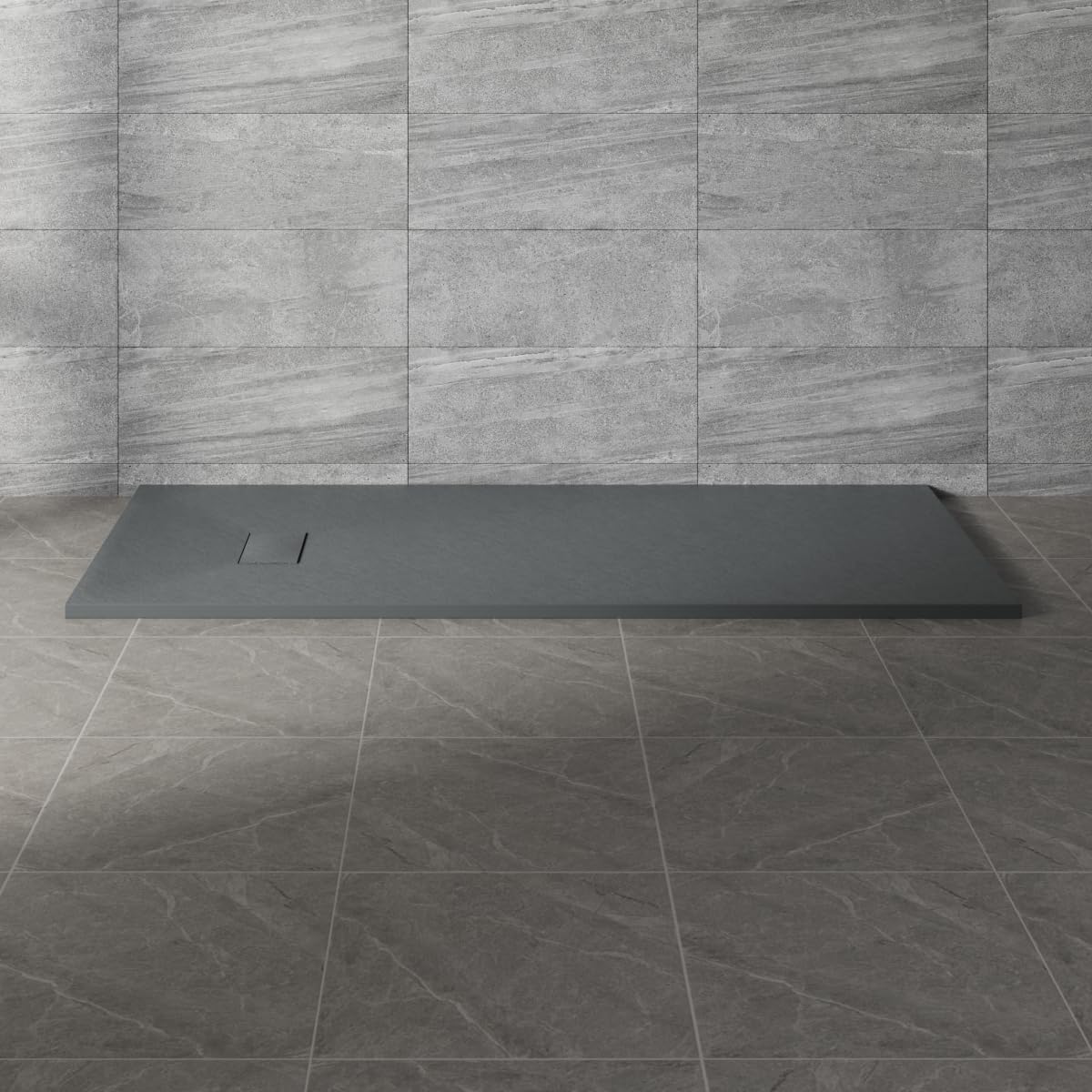 Nrg Anthracite 1700X800mm Smc Rectangle Shower Tray Slip-Resistance Bathroom Shower Enclosure Base Tray