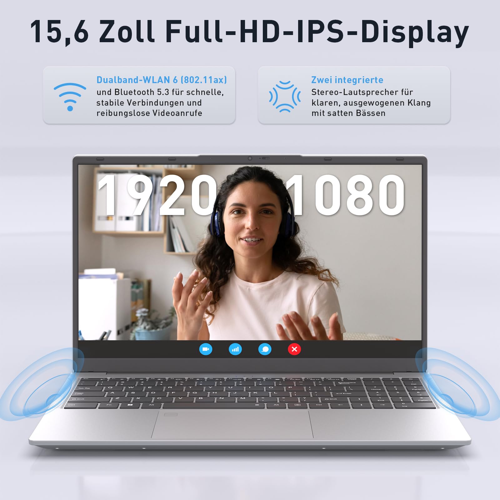 Auusda Laptop 15,6 Zoll Notebook, 16GB DDR4 RAM 512GB SSD, 3250C Prozessor, Fingerabdrucksensor, beleuchtete Tastatur, Ziffernblock, Privacy-Kameraabdeckung, leichtes Notebook für Schule & Büro