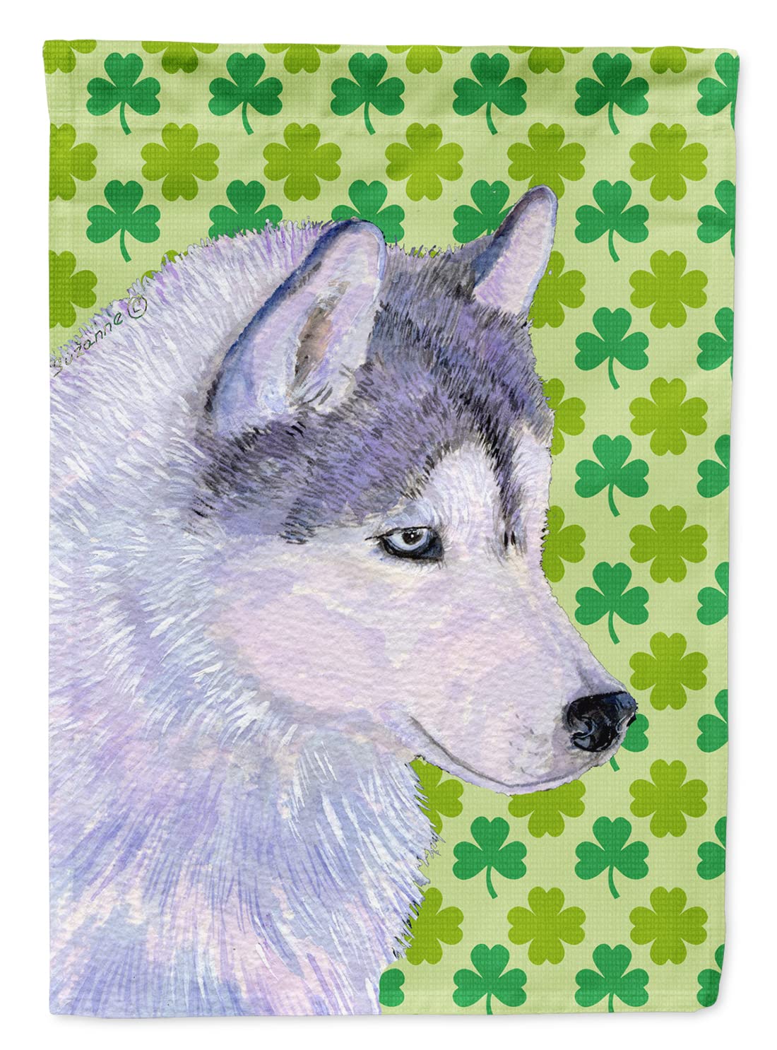 Drapeau Husky Sibérien grand format pour décorer le jardin lors de la Saint-Patrick