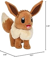 Vista 6 de Pokémon Peluche Eevee de 8 pulgadas, detalles auténticos, juguetes para niños