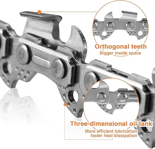 Miniatura 4 de R50 Cadena de motosierra de 14 pulgadas, calibre 043 pulgadas, paso LP de 38 pulgadas, 50 eslabones de transmisión, se adapta a sierra de poste