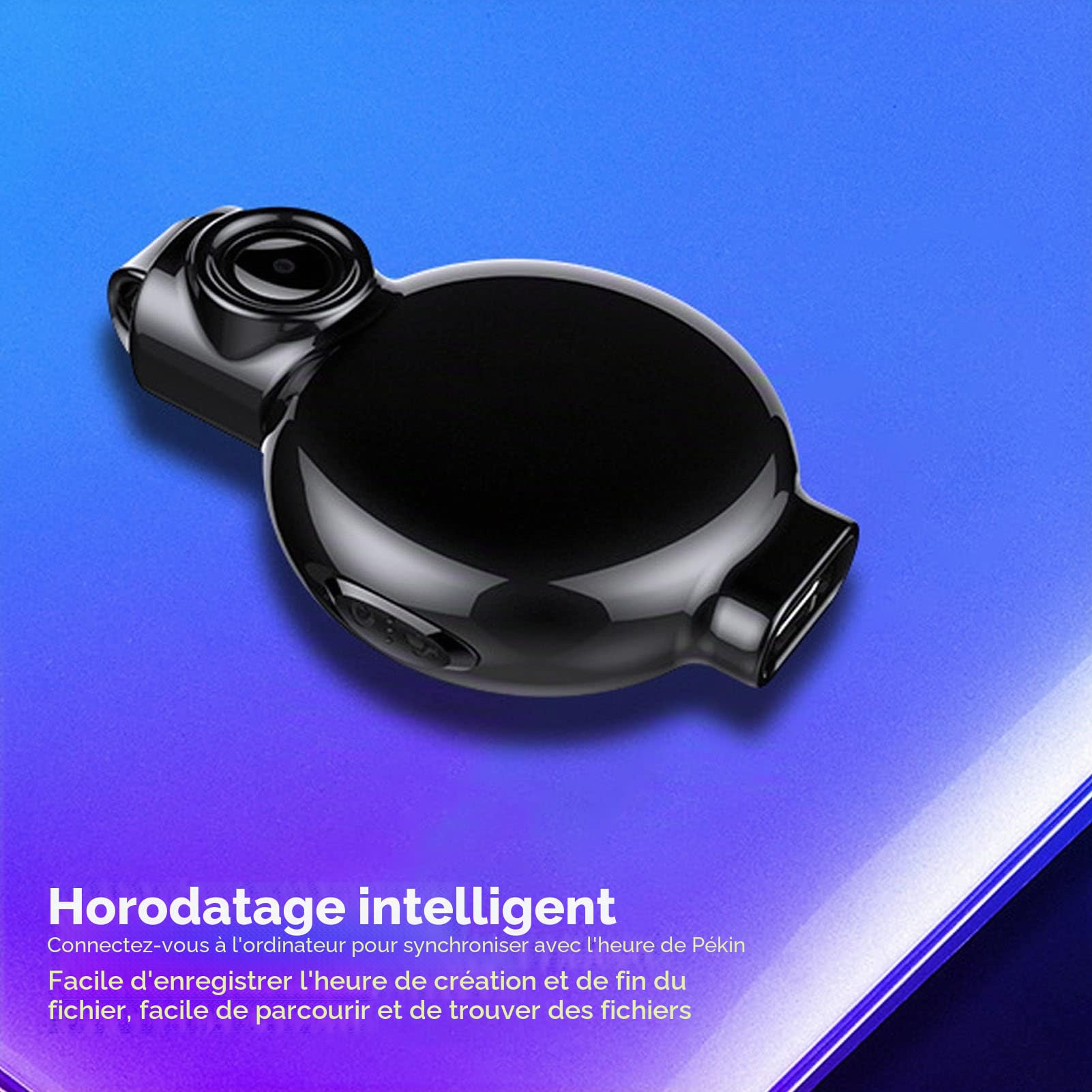 Septpenta Mini Caméra Corporelle 1080P, Caméra Corporelle Portable avec Grand Objectif Grand Angle, Batterie Au Lithium 400 mAh, Petite Caméra Nounou, Petite Caméra pour la Maison et Le Bureau(16 GB)