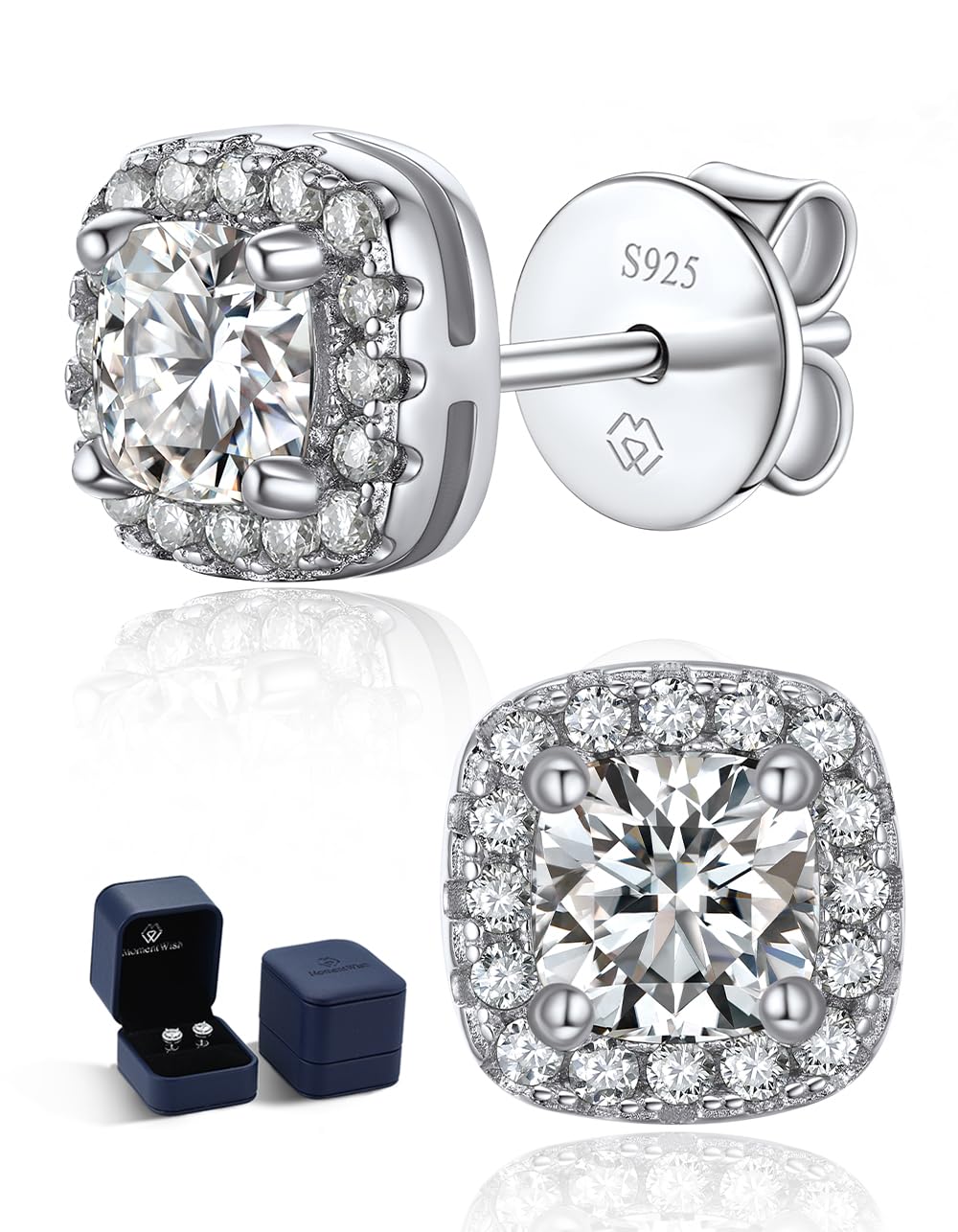 MomentWish Orecchini Moissanite Argento 925, 1-2 Carati Orecchino Punto Luce Donna Oro 18K Bottone Anallergici Simulato Diamanti Brillanti con Certificato GRA Regalo 5/6.5mm