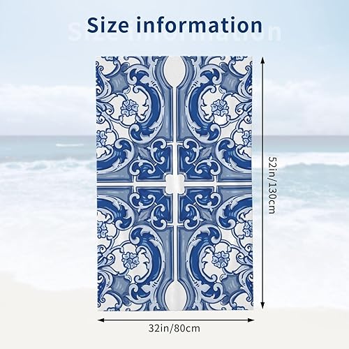 Miniatura 4 de Toalla de playa grande de acuarela azul azul toalla de piscina de algodón grueso de felpa, toallas de playa para adultos