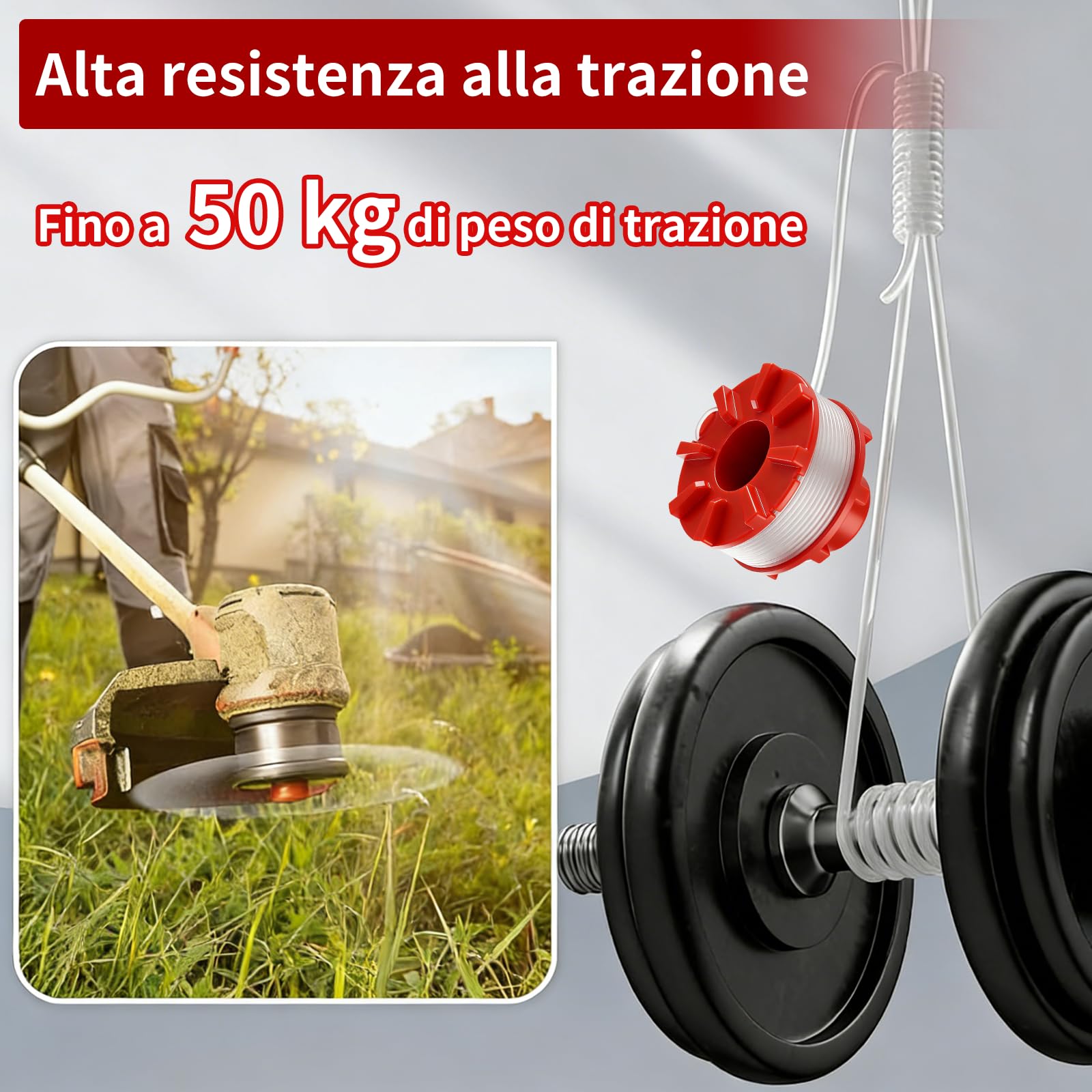 6 bobine di filo di ricambio compatibili con Einhell GE-CT 36/30 Li E, GE-CT 36/33 LI E, AGILLO 36/255 BL, AGILLO 18/200, GP-CT 36/35 Li BL per bobina di filo di ricambio Einhell