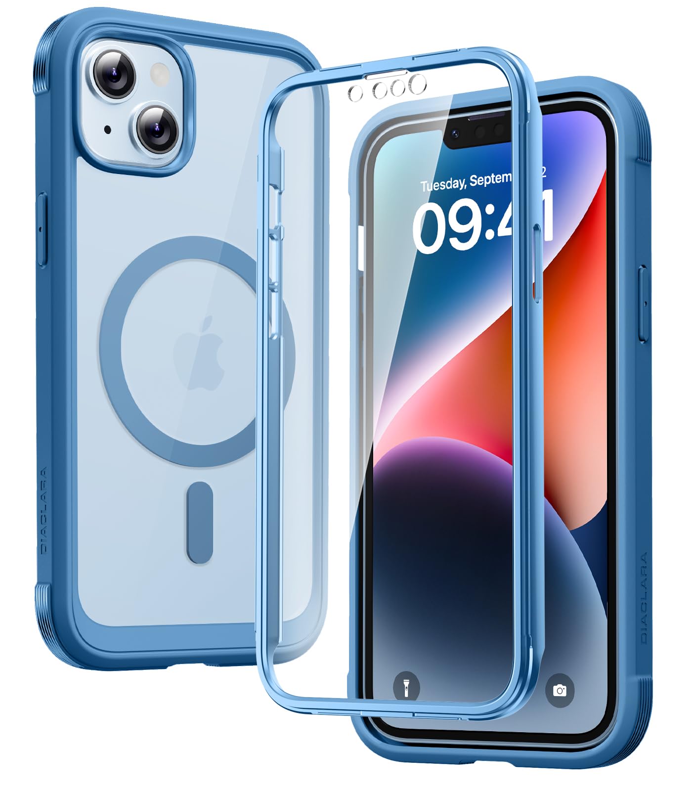 Diaclara Magnetic Designed for iPhone 14 Case, Compatible with MagSafe Built-in Touch Sensitive Anti-Scratch Screen Protector for iPhone 14 6.1,Blue
