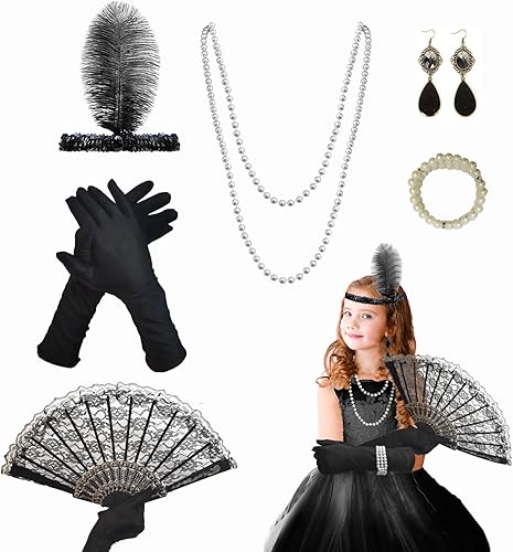 Juego de 6 piezas de suministros de fiesta de té para niñas, decoración de fiesta de té, kit de accesorios de disfraz para niños y niñas pequeñas