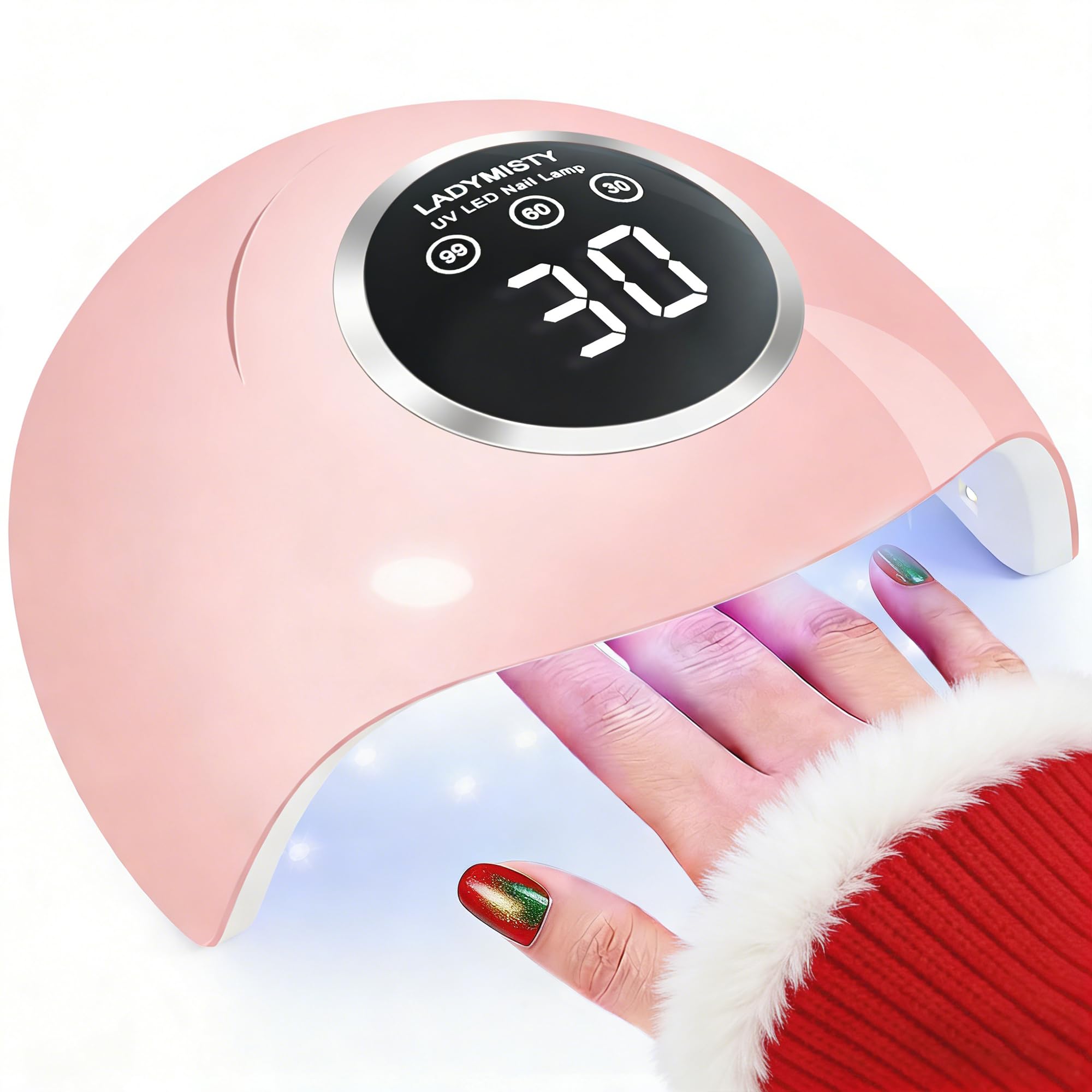 72W UV LED Nail Lamp, 2026 New Upgrade UV Light for Gel Nails with 18 Beads, 3 Timer Nail Dryer, LCD Display, Auto Sensor, Professional Nail Lamps for Gel Polish – Perfect Christmas Gifts, Pink Lamp