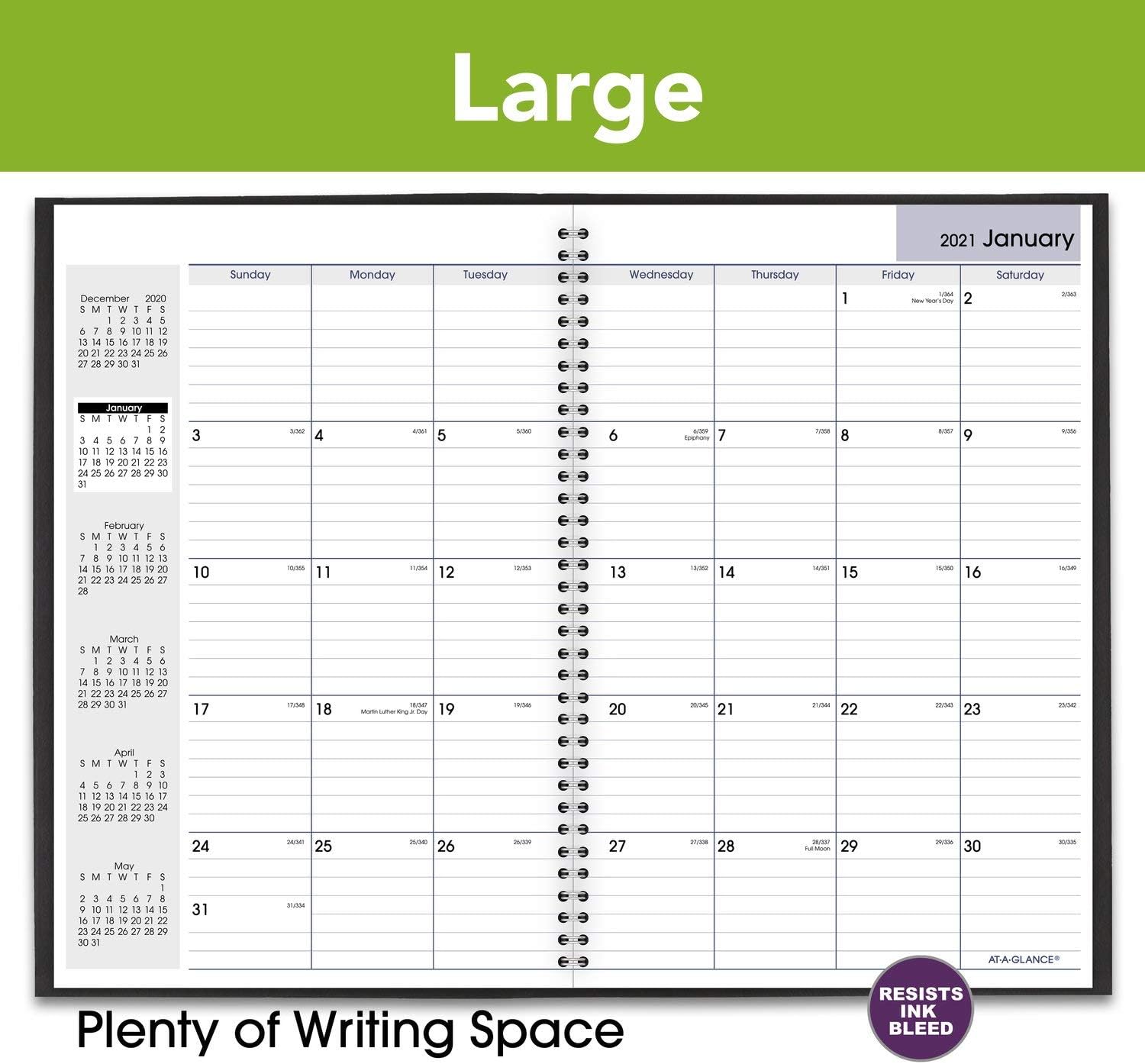 2021 Monthly Planner by AT-A-GLANCE, 8" x 12", Large, DayMinder, Black (SK20021)