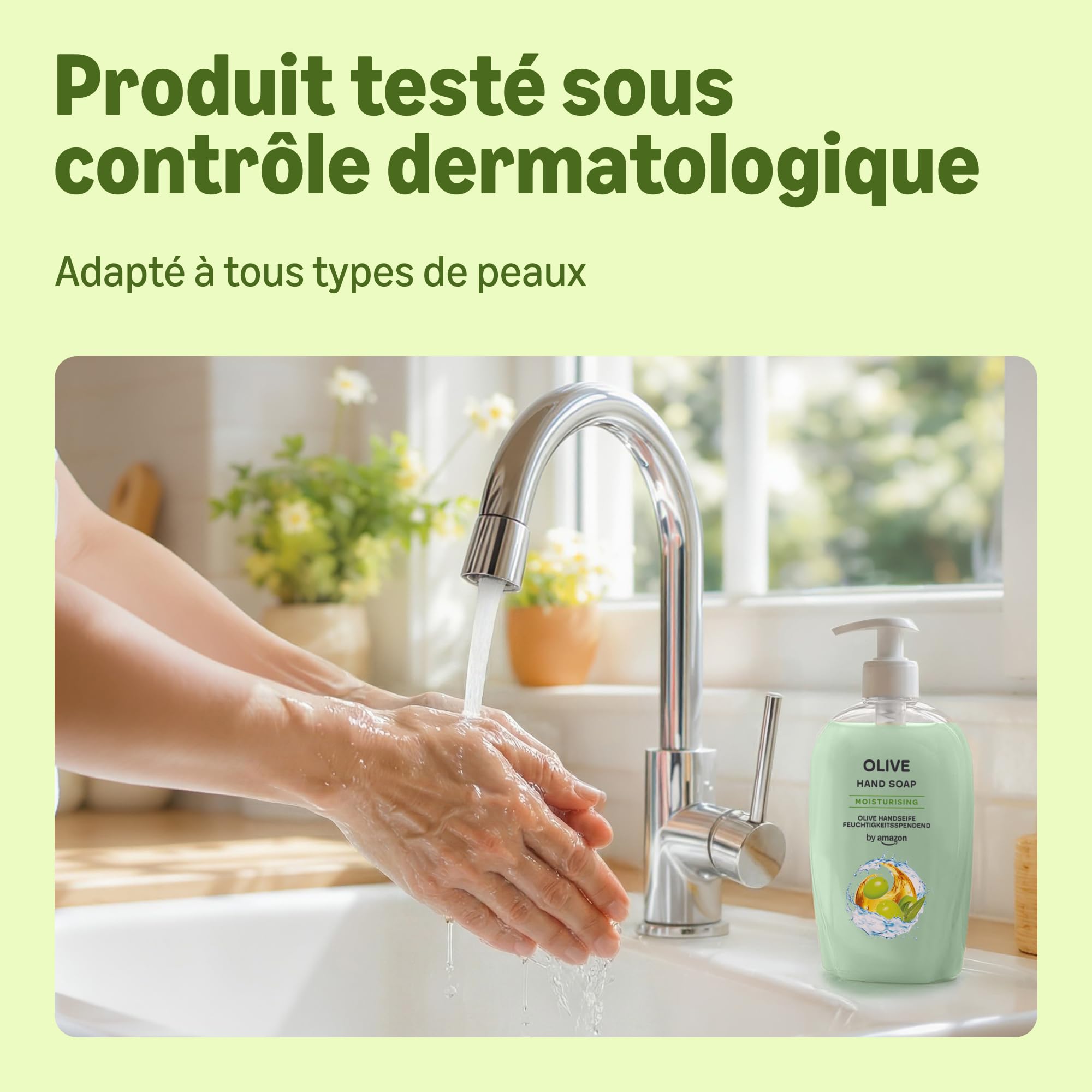 by Amazon Savon pour les mains Olive, 4 x 500 ml