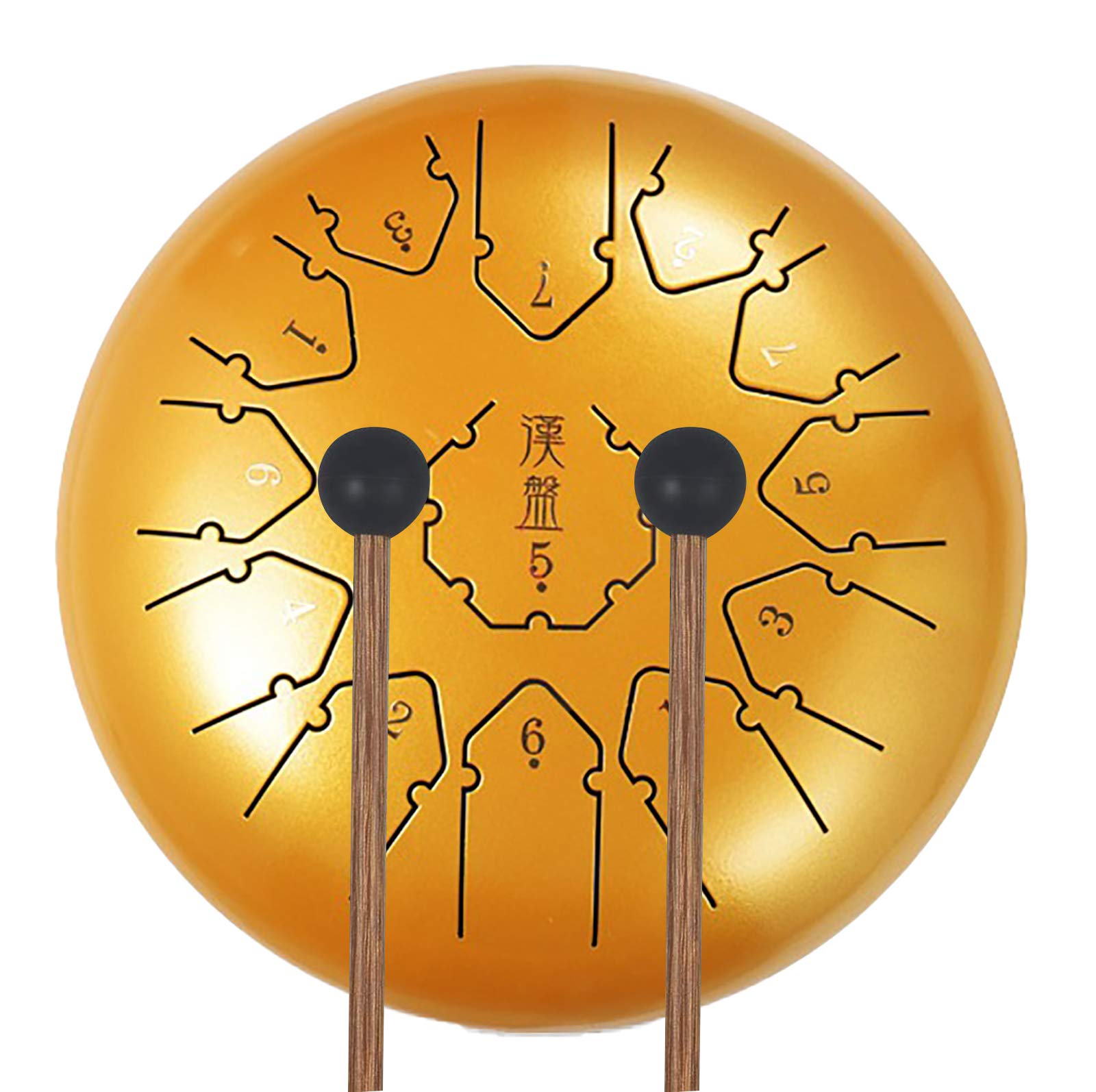 13 Notas Pan Tambor/tambores Adultos Los Niños Del Tambor Instrumentos Percusión,12inch Acero-lengua Tambor Mayor, Para Curación Sonido, Meditación, Yoga, Incluye Caucho Martillos Fo Guang Jin