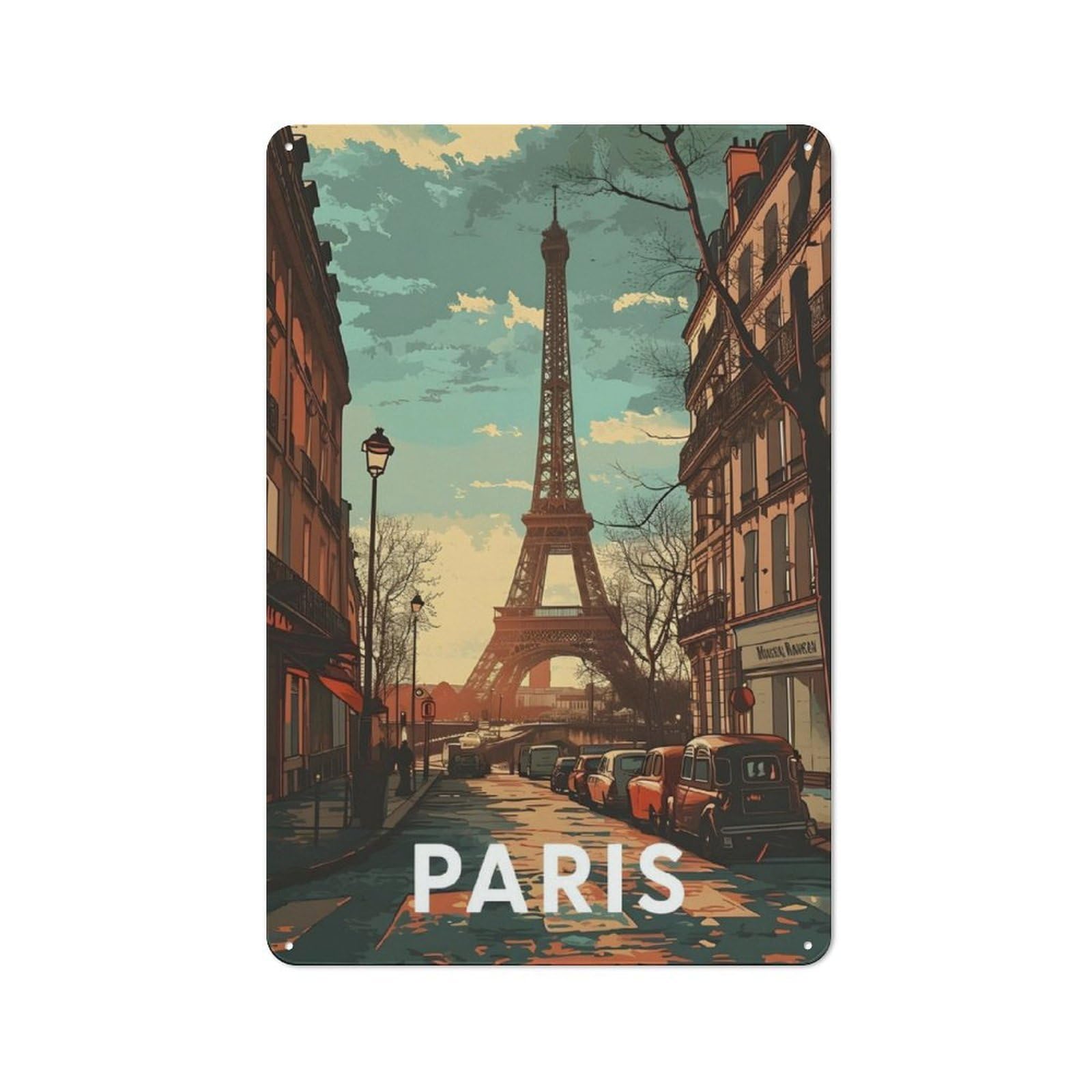 Junmoney Paris Eiffel Tower Retro-Style Tin Wall Plaque 30X20cm For Café Or Home Bar, New Home Wall Decor For Home Bar Enthusiasts