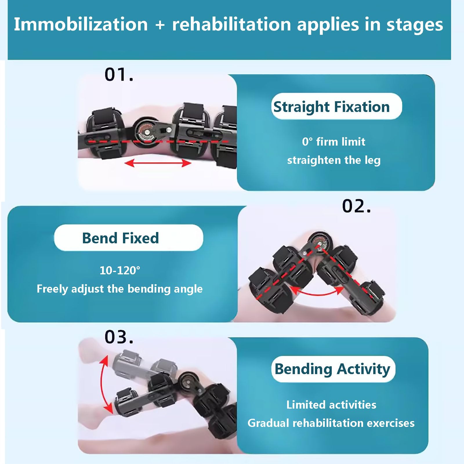 HAILM Ortesis Rodilla Regulable, con Estabilizadores Laterales, knee support, para ACL/MCL/PCL/Menisco/Ligamento/Lesiones Deportivas, para Pierna Izquierda y Derecha, Para Hombres y Mujeres
