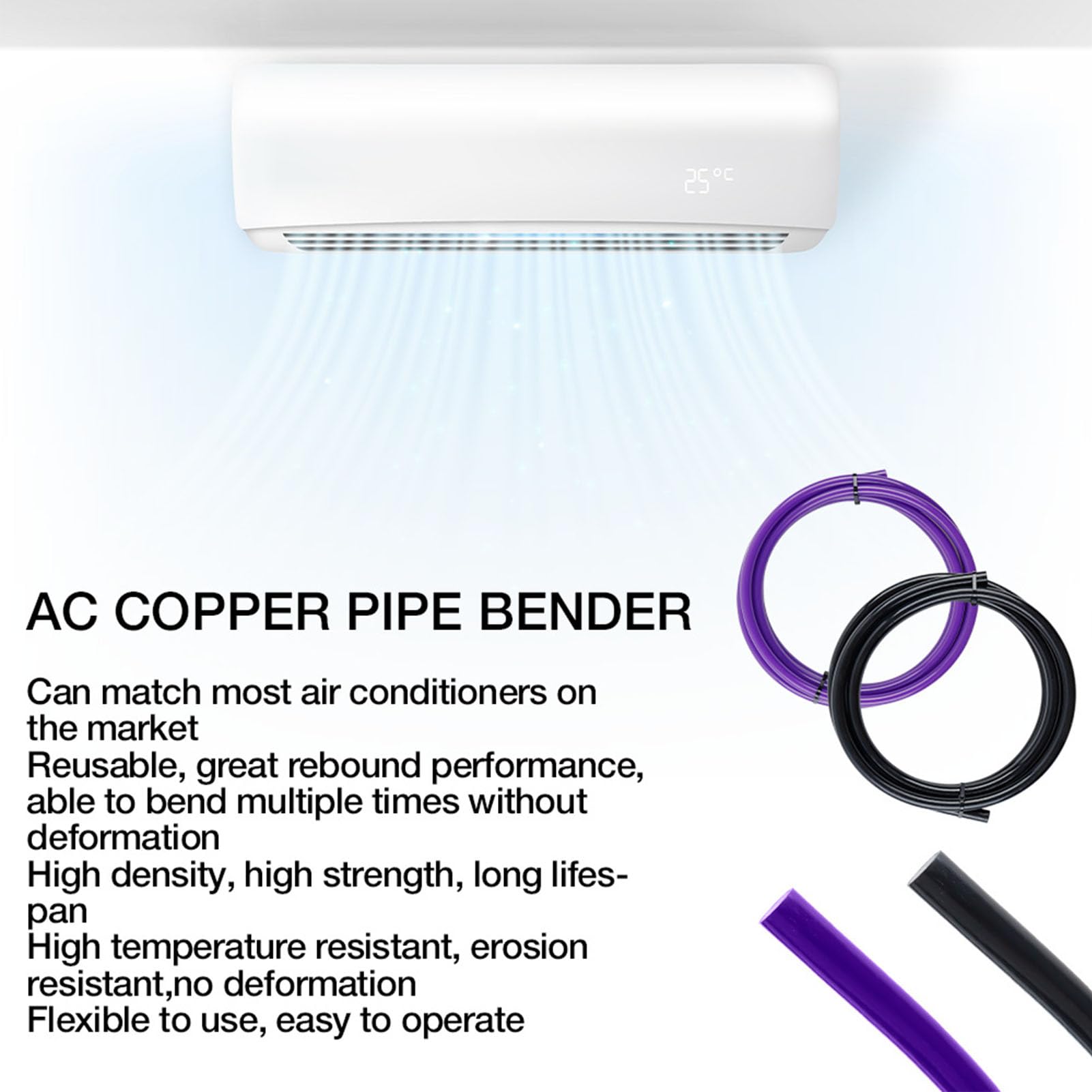 Cocoarm Striscia per Piegare Tubi in Rame PE Protezione per Piegare Tubi in Rame 2 Pezzi 4 M per da 3 4 7 8 Pollici Strumento Piegatubi per HVAC Aria Condizionata per Installatori Lavori di
