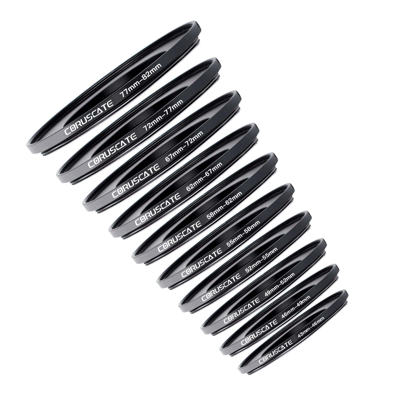 10Pcs Filter Ring Adapter Set, Lens Filter Metal Stepping Rings Compatible All Brands UV ND CPL (43-46mm,46-49mm,49-52mm,52-55mm,55-58mm,58-62mm,62-67mm,67-72mm,72-77mm,77-82mm)