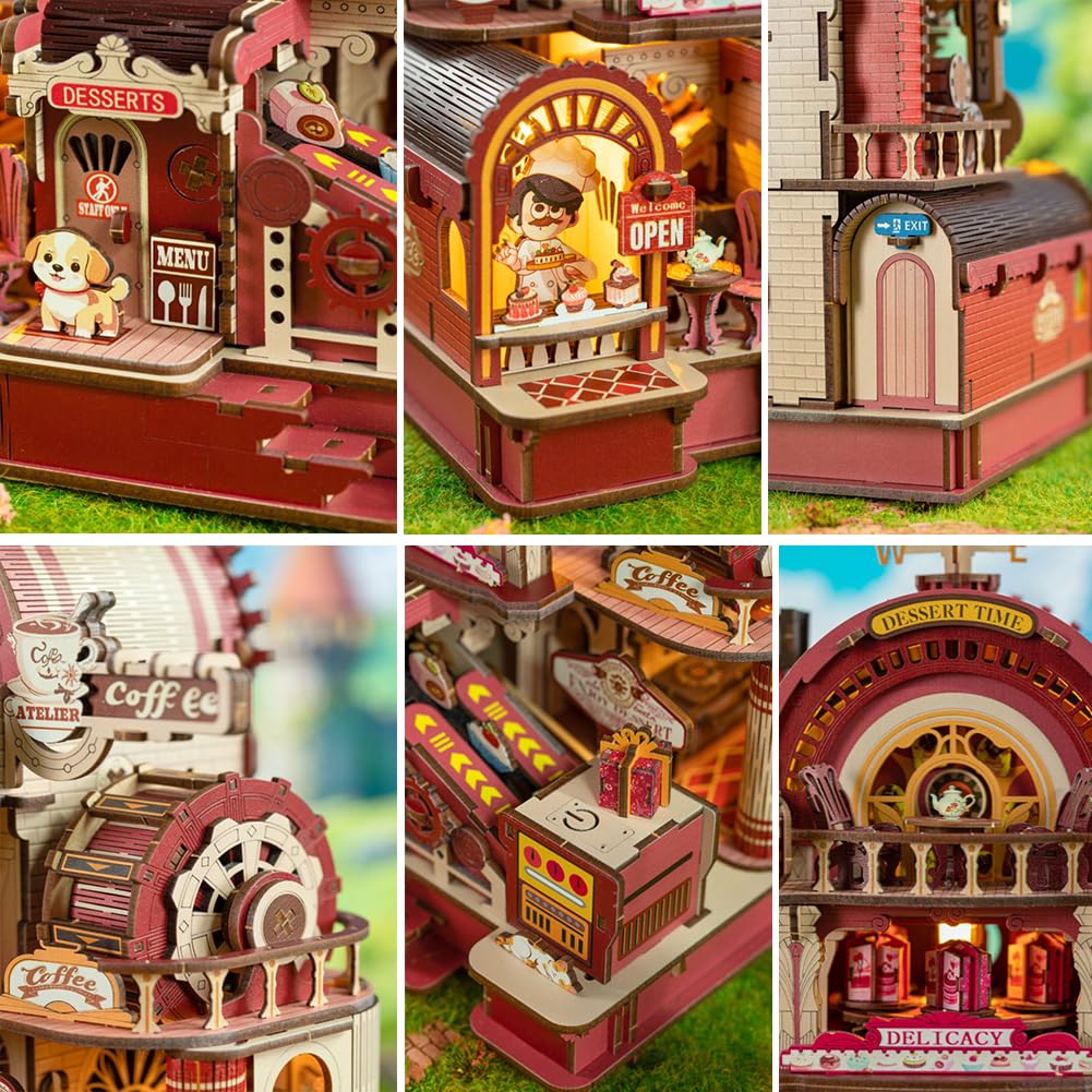 Holzpuppenhaus-Bausatz, DIY-Puppenhaus-Bausatz mit LED-Beleuchtung, kreatives Set zur Regaldekoration, 3D-Modell, kreative Geschenke für Freunde und Verwandte