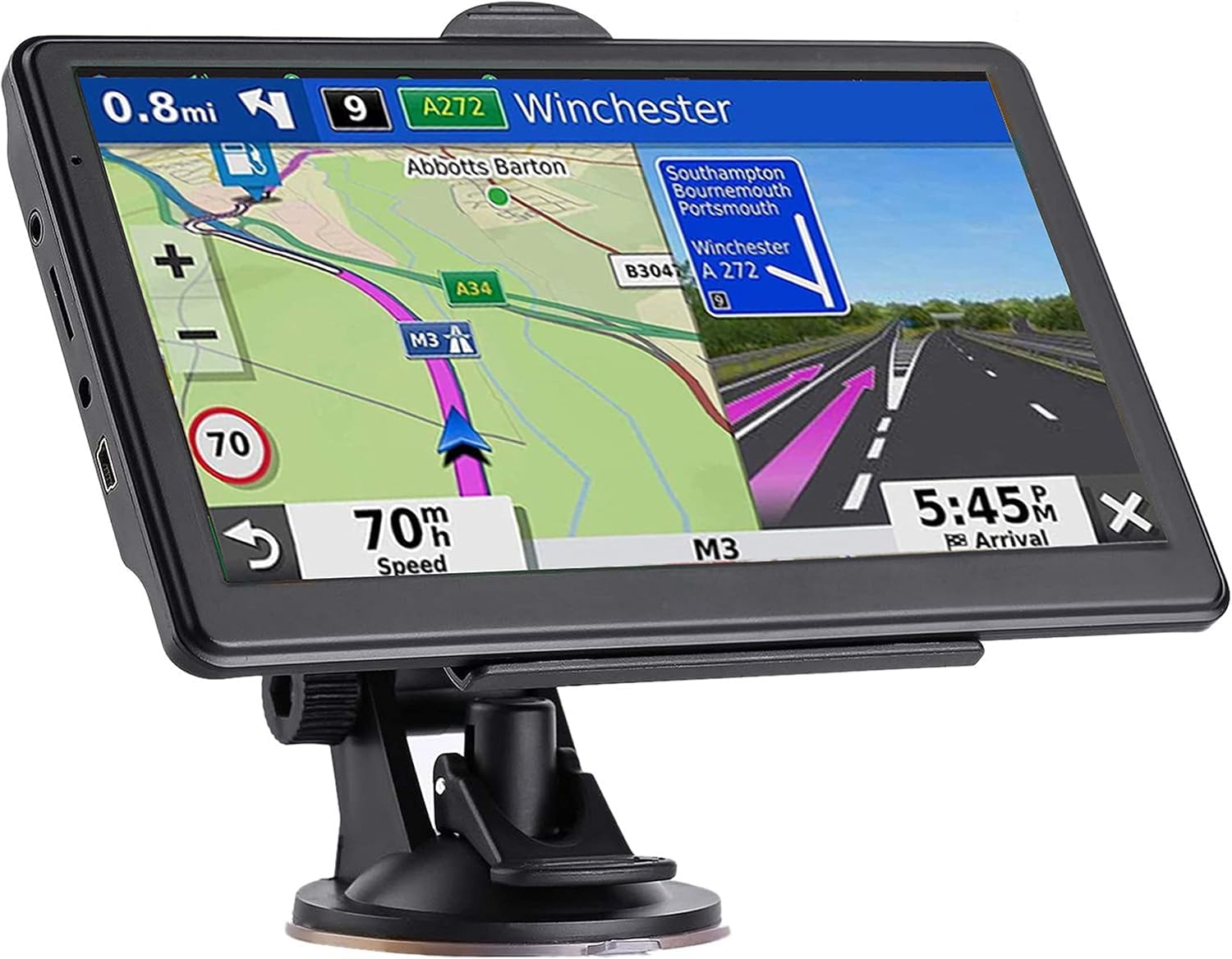 Navigatore satellitare 2025, mappa Europa del Regno Unito, touch screen per auto GPS e supporto vocale guida direzione di rotazione/velocità e avviso luce rossa/instradamento camion personalizzato (7
