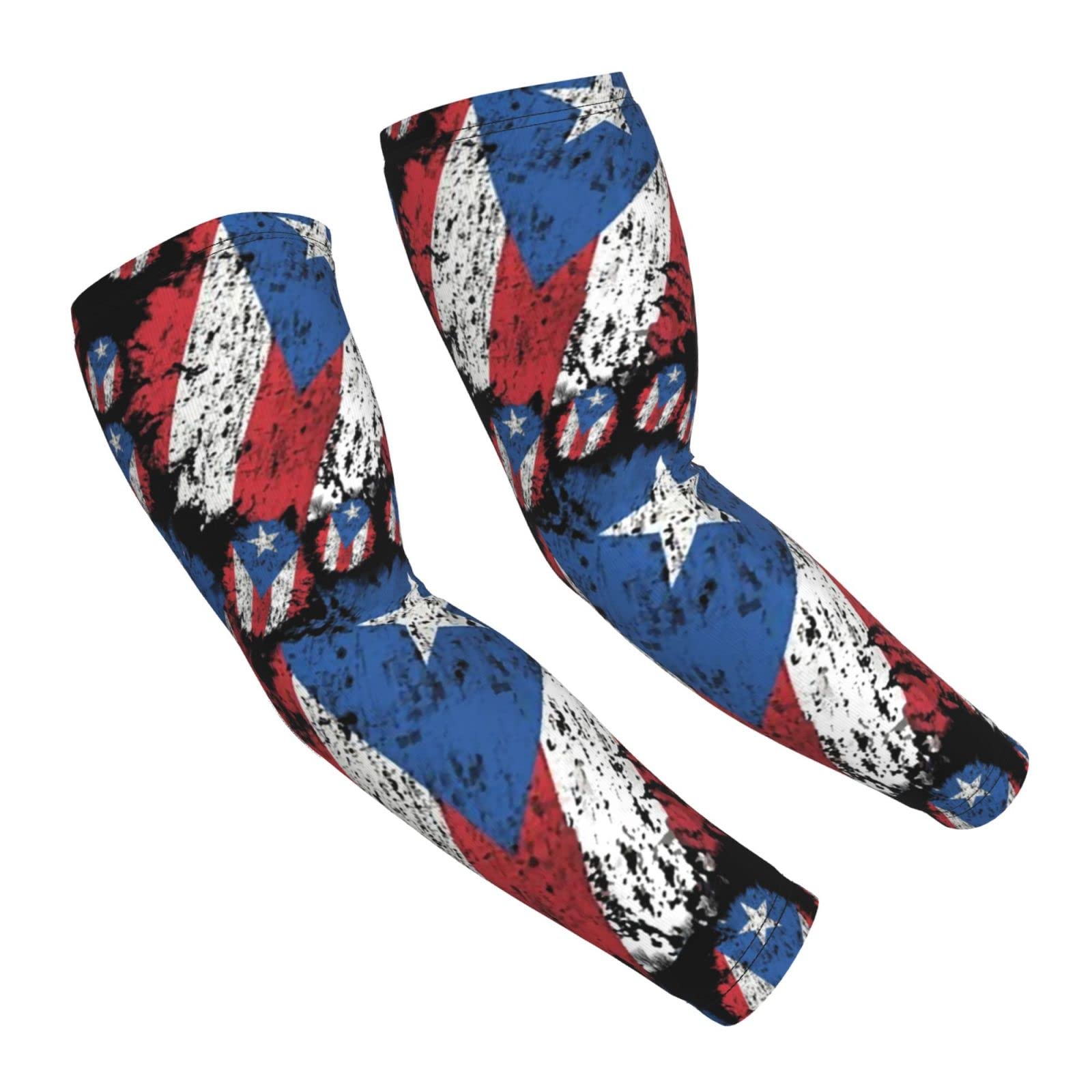 AYUNIXArm Sleeves for Men Women Vintage Puerto Rico Flag UV Sun Protection Sports Arm Sleeves Athletic Sleeves for Outdoor Protective Sports Running Golf Cycling Driving Fishing