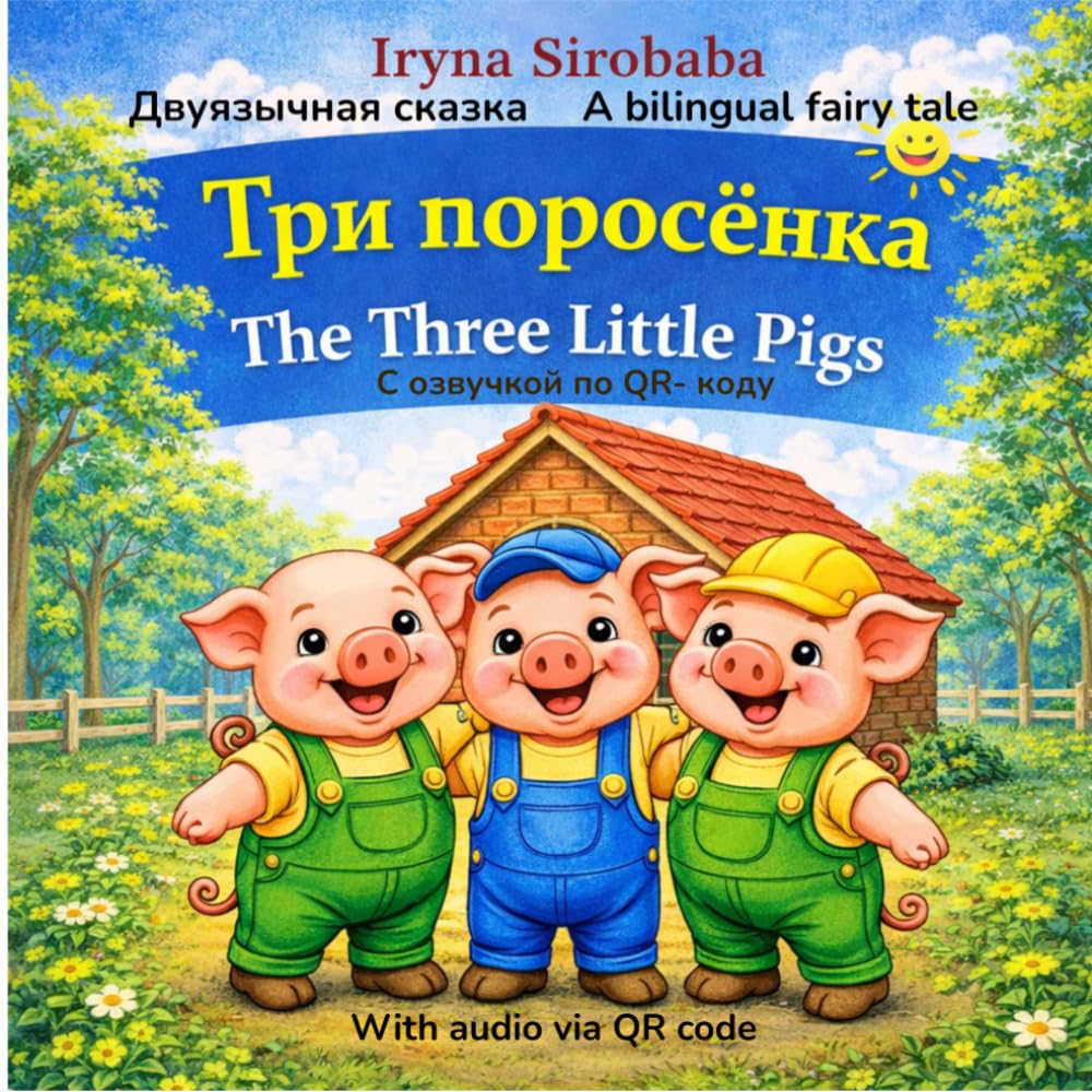 The Three Little Pigs (Три поросёнка): Bilingual Russian-English Story for Kids Ages 2–7 with Audio via QR Code (Kind Stories in Two Languages)
