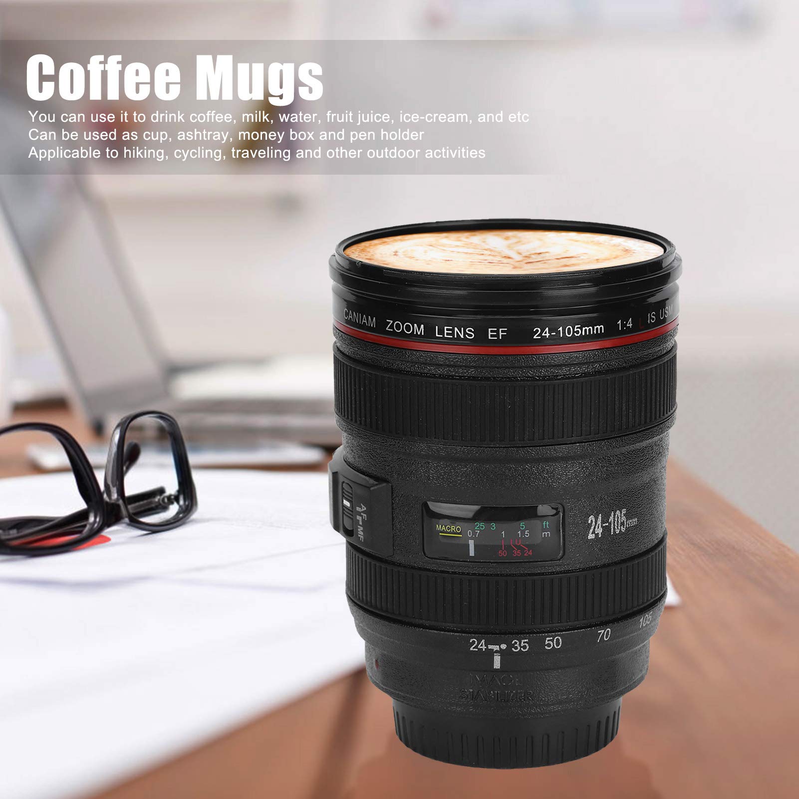Camera Lens Coffee Mug,Simulation Camera Lens Mug Camera Mug Travel Coffee Cup Great Gifts for Photographers Friends - Image 3