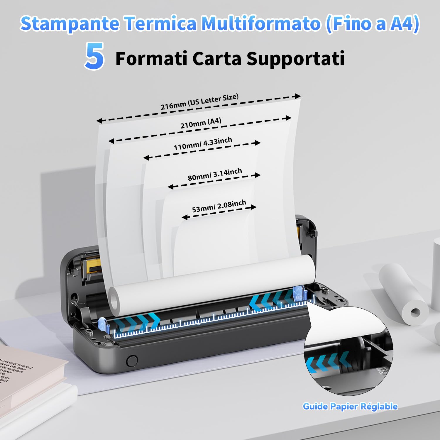 Phomemo M833 Stampante Termica Portatile A4 300 DPI Bluetooth Senza Inchiostro Nero