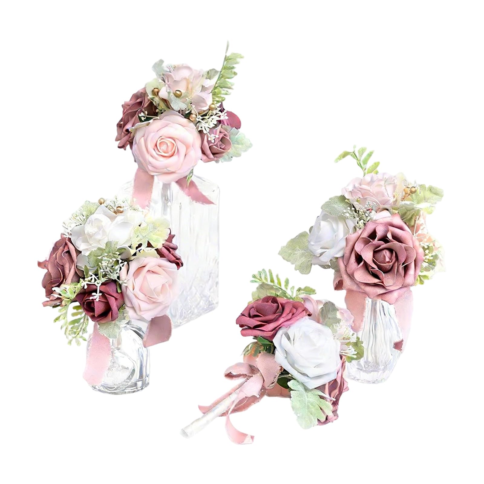ZEPFJHE Of 4 Handcrafted Realistic Flower Bundles Outdoor Wedding Arrangement Suitable for Outdoor Weddings and Event Artificial Wedding Arrangement