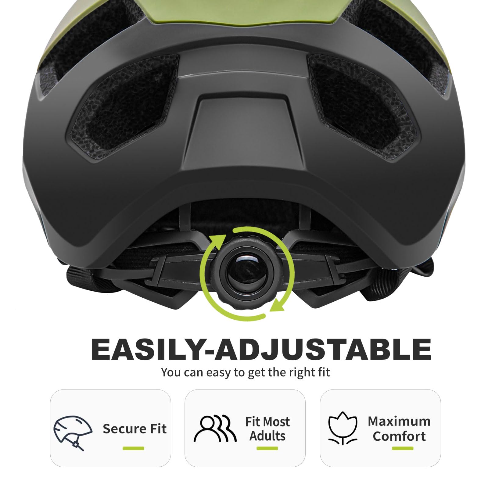 Casco da bicicletta, Casco da mountain bike Caschi per uomo donna Adulti Gioventù (verde oliva opaco, M(54-58 cm))