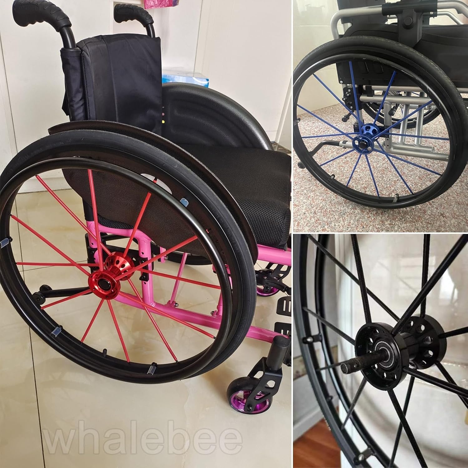 Ruedas Manuales para Sillas De Ruedas Ruedas De Repuesto De 24" Ruedas Traseras para Sillas De Ruedas 2 Piezas Ruedas De Liberación Rápida con Cojinete, Cubo De Rueda De ALU, Black, One Size