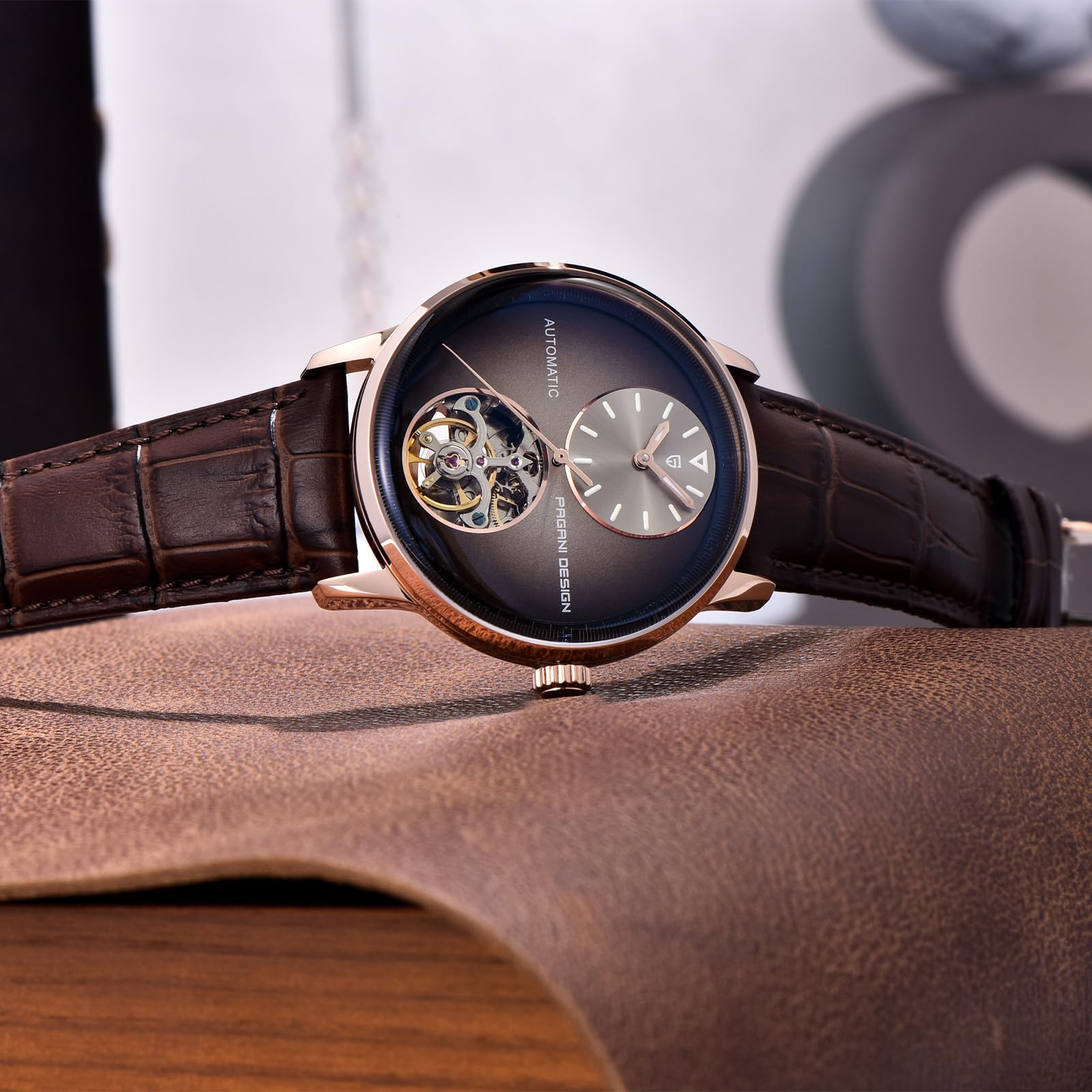 Pagani Design Reloj Automático Mecánico para Hombre - Movimiento Esqueleto Visible Acero Inoxidable 316L 42mm Resistente al Agua 100m (10ATM) Premium Cristal de Zafiro