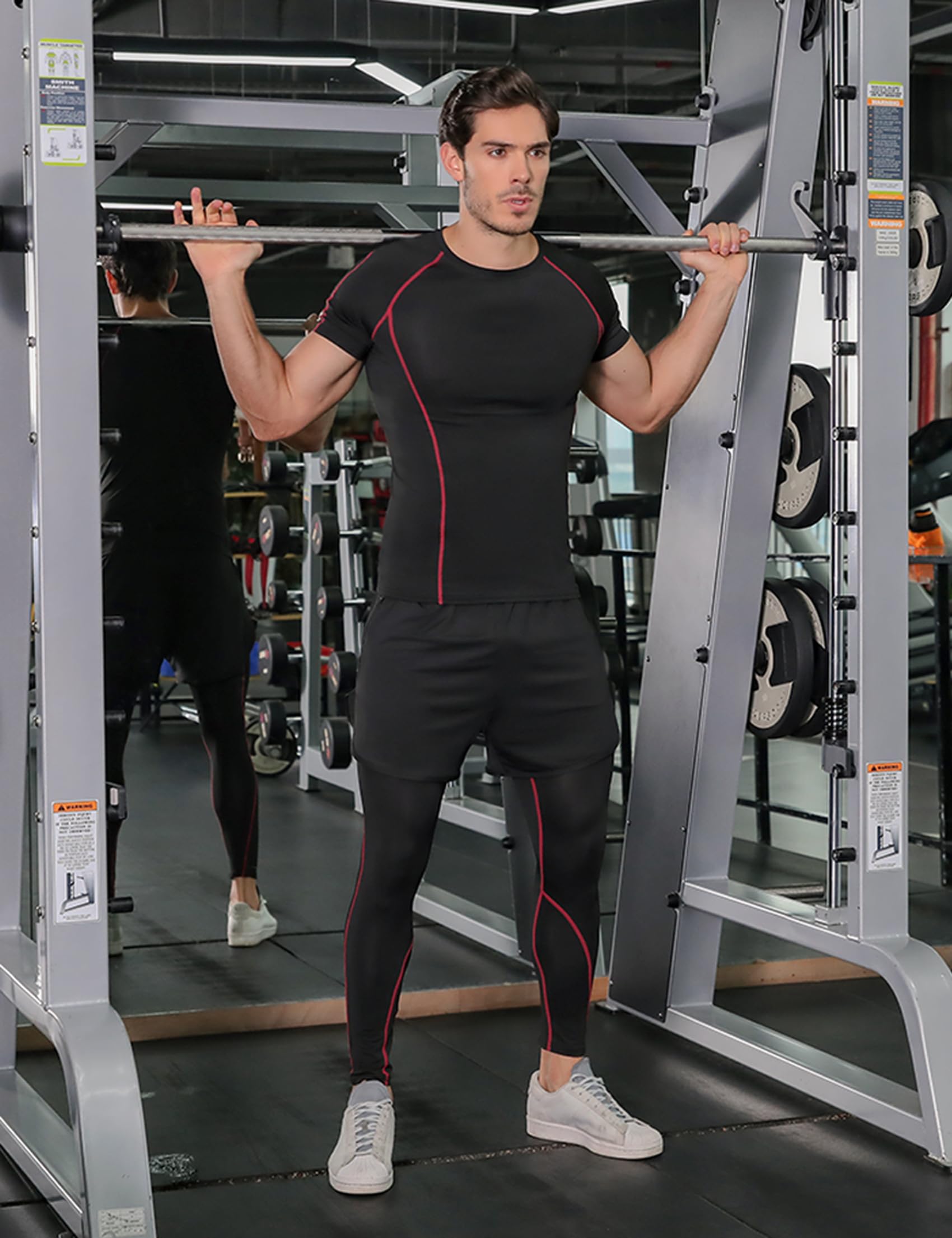 Ensemble Compression Homme Tenue Sport Fitness Maillot Serré Tee Shirt Compression Legging Pantalon Jogging Vêtement Running 3 Pièces S-XXL