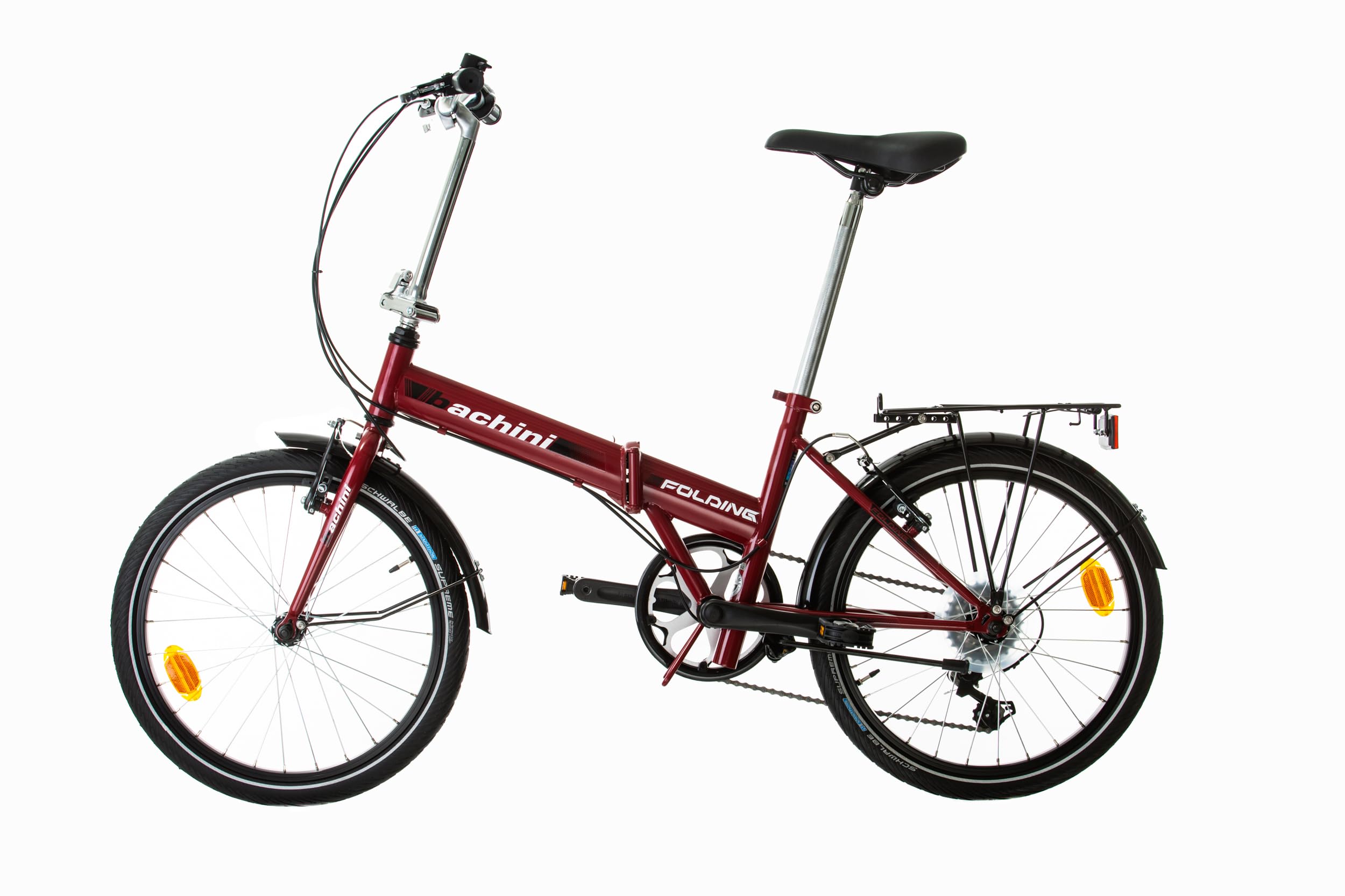 Multibrand PROBIKE Pieghevole 20 pollici, bicicletta pieghevole a 6 marce, bicicletta da uomo e ragazzo, parafanghi, adatto a partire da 155 cm - 185 cm (rosso/bianco)