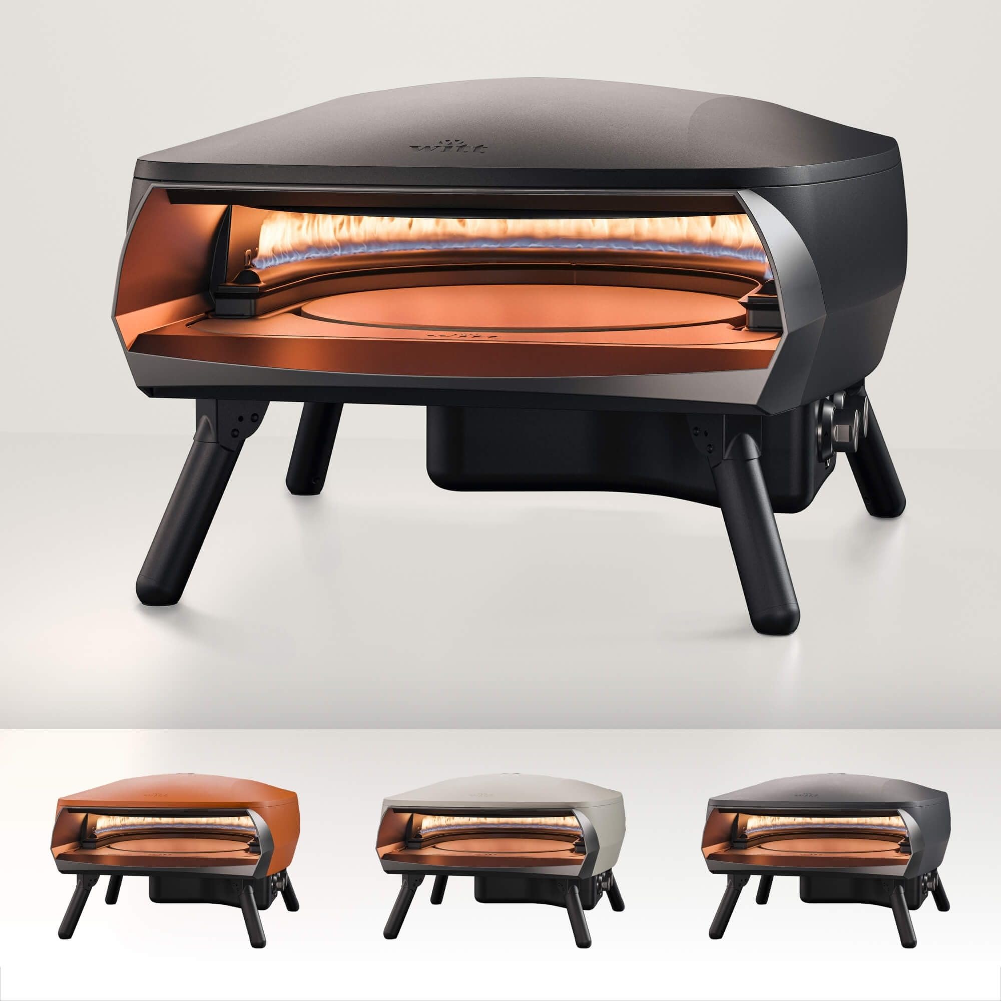 WITT Forno pizza a gas WITT ETNA ROTANTE per pizza napoletana e in teglia, lasagne PIETRA GIREVOLE ROTANTE AUTOMATICA (NERO)