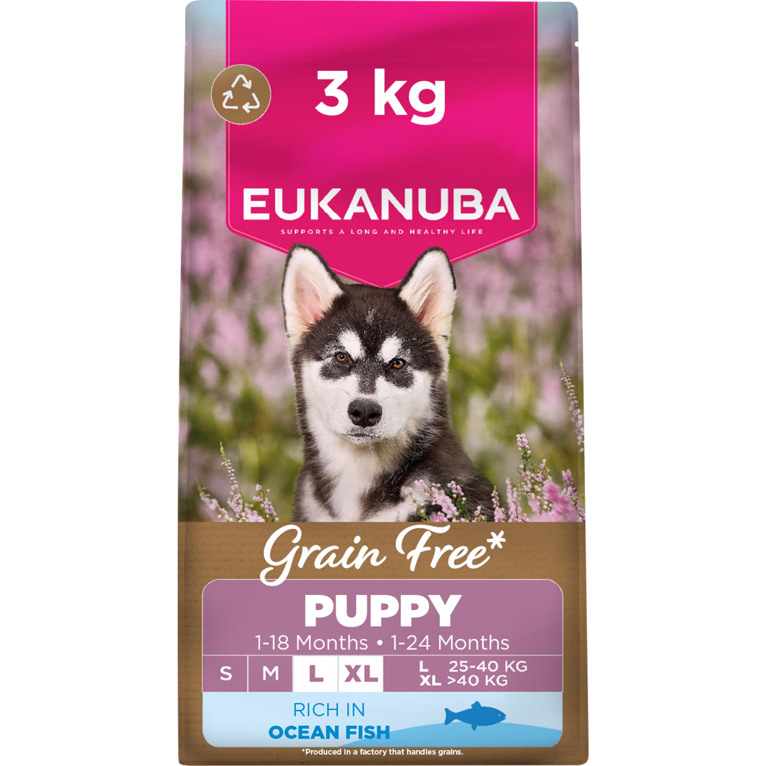 Eukanuba Grain Free Ocean Fish - Complete Dry Puppy Food - For Large & Giant Breed Dogs 3KG